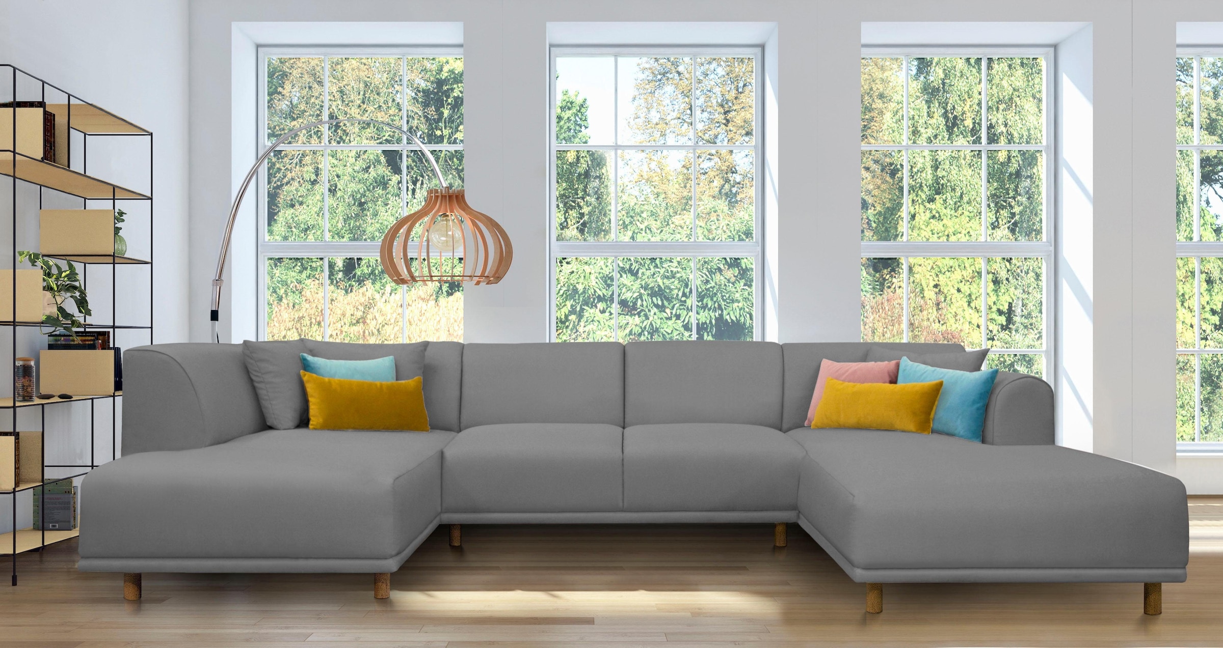 andas Wohnlandschaft »Maroon U-Form«, in skandinavischem Design, mit losen Kissen