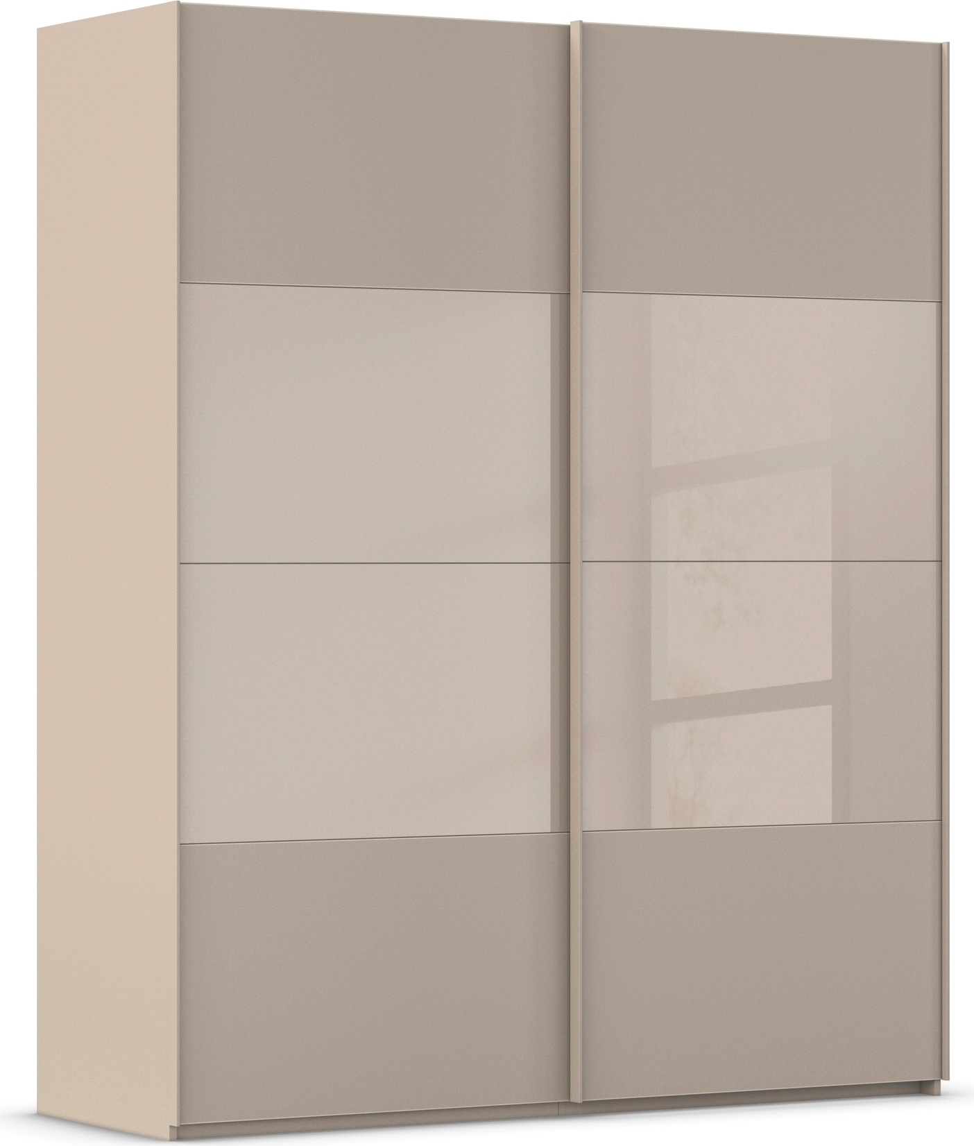 rauch Schwebetürenschrank "Kleiderschrank Schrank Garderobe Schlafzimmerschrank SCALE-FYRA" edle Türen viergeteilt Glas matt/glänzend viele Farben MADE IN GERMANY