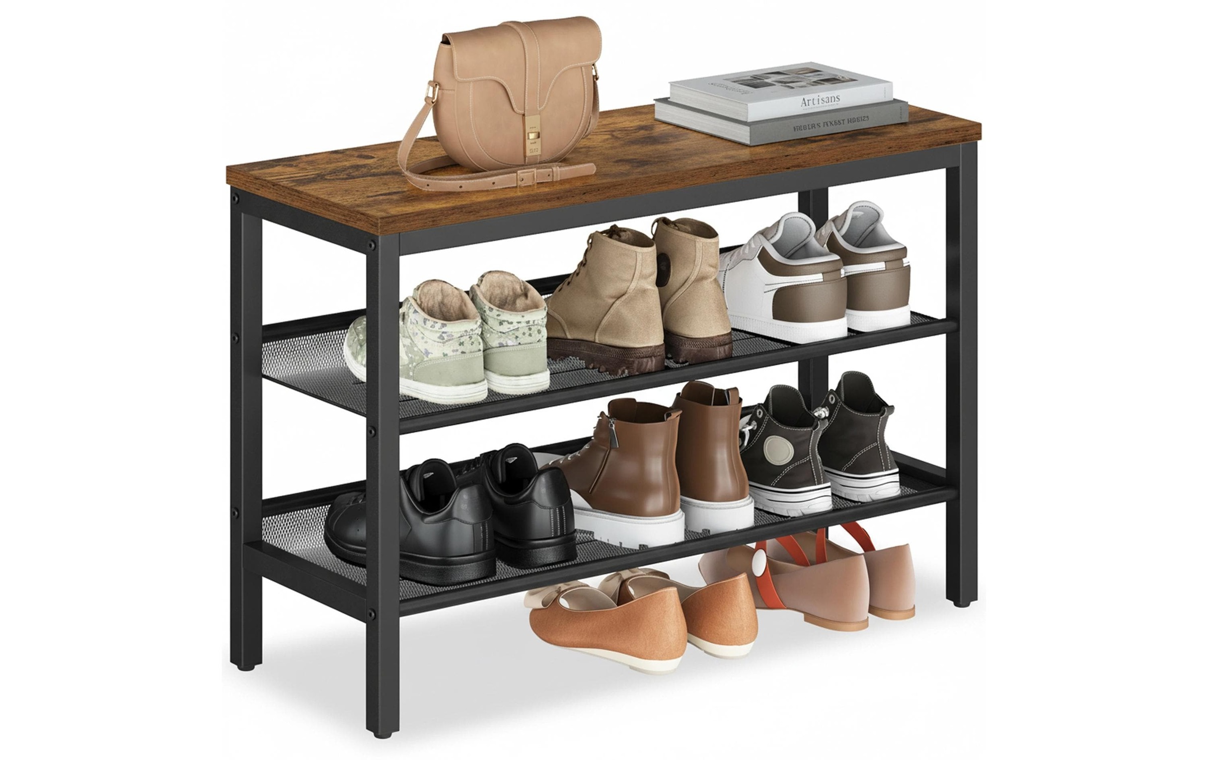 VASAGLE Schuhregal »mit drei Ablagen 75 x 50 cm« Robuste Schuhbank  mit 3 Ebenen und hoher Belastbarkeit