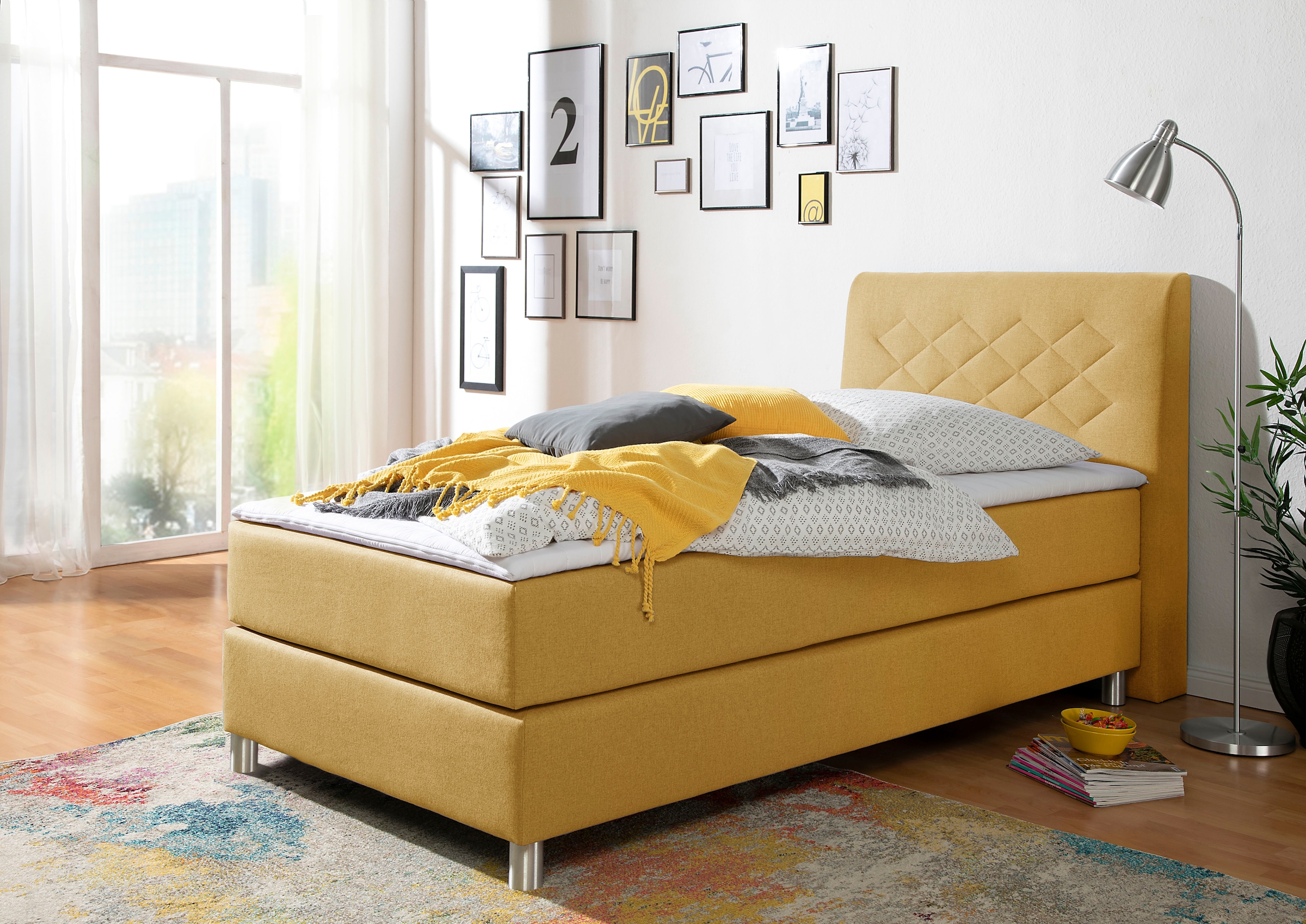 INOSIGN Boxspringbett Parla, incl. Topper, 4 Farben in 4 Breiten, 2 Härtegraden, 3 Matratzenarten