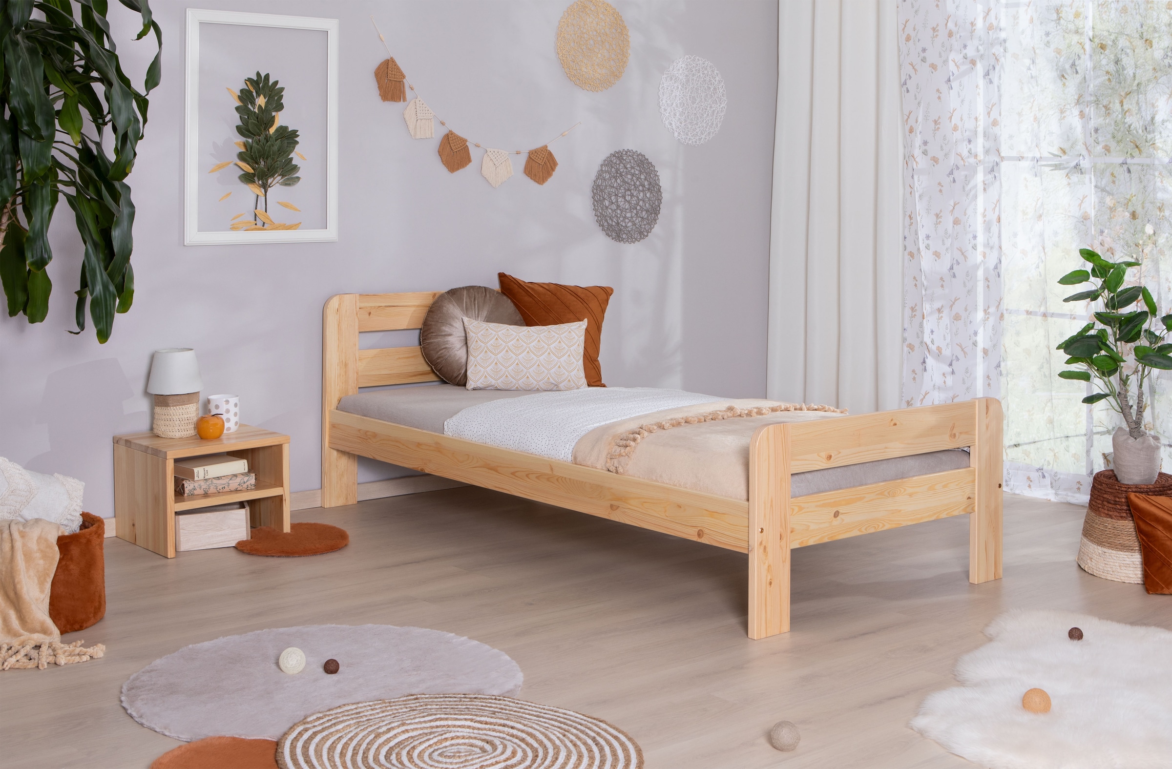 Ticaa Massivholzbett »"Bert", FSC®-zertifiziert (Kiefer), Jugendbett, mit Lattenrost«, (90x200cm, 100x200cm, 140x200cm), ideal für das Kinder- und Jugendzimmer, Massivholz