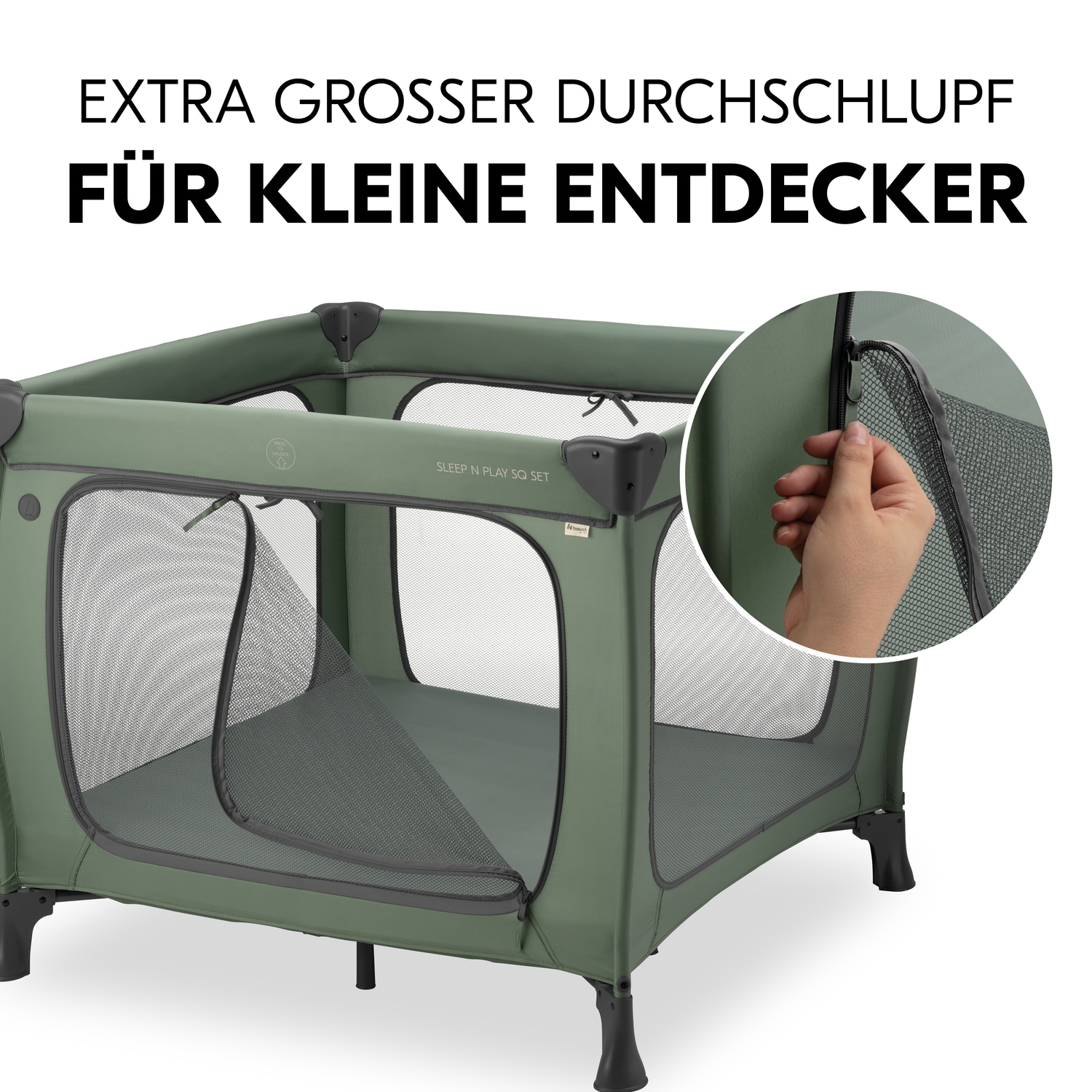 Hauck Baby-Reisebett »Sleep N Play SQ, Set dark green«, inklusive Schaumstoff-Matratze