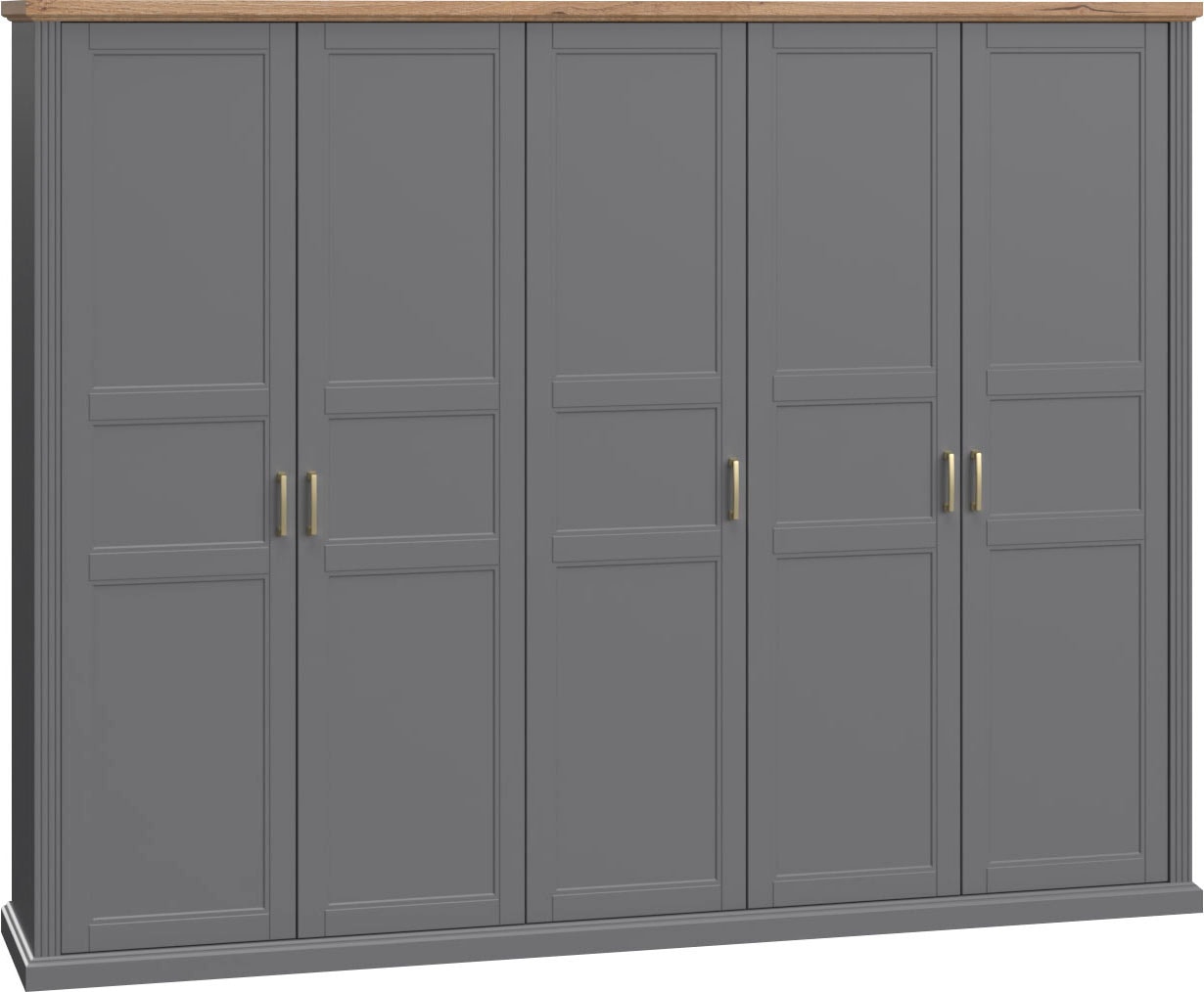 OTTO home 1100000002199 "Tara, wahlweise 4 Breiten, hoher Schrank 227cm, soft-close-Funktion" Landhausstil mit Kranzprofil und Kasettenoptik, Innen Holzdekor, lackiert mit hochwertigen wasserbasiertem UV-Lack, FSC-zertifiziert