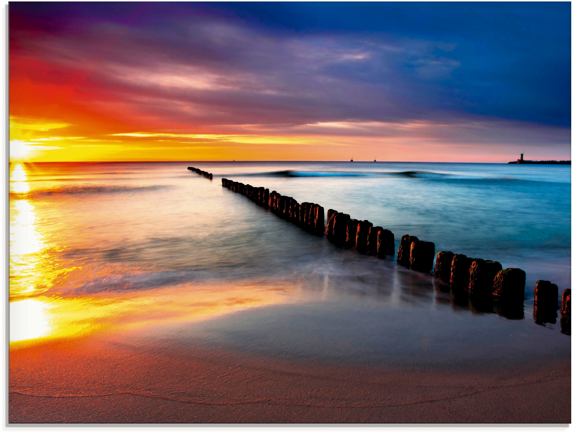 Artland Glasbild "Ostsee mit schönem Sonnenaufgang", Strand, (1 St.), in verschiedenen Größen