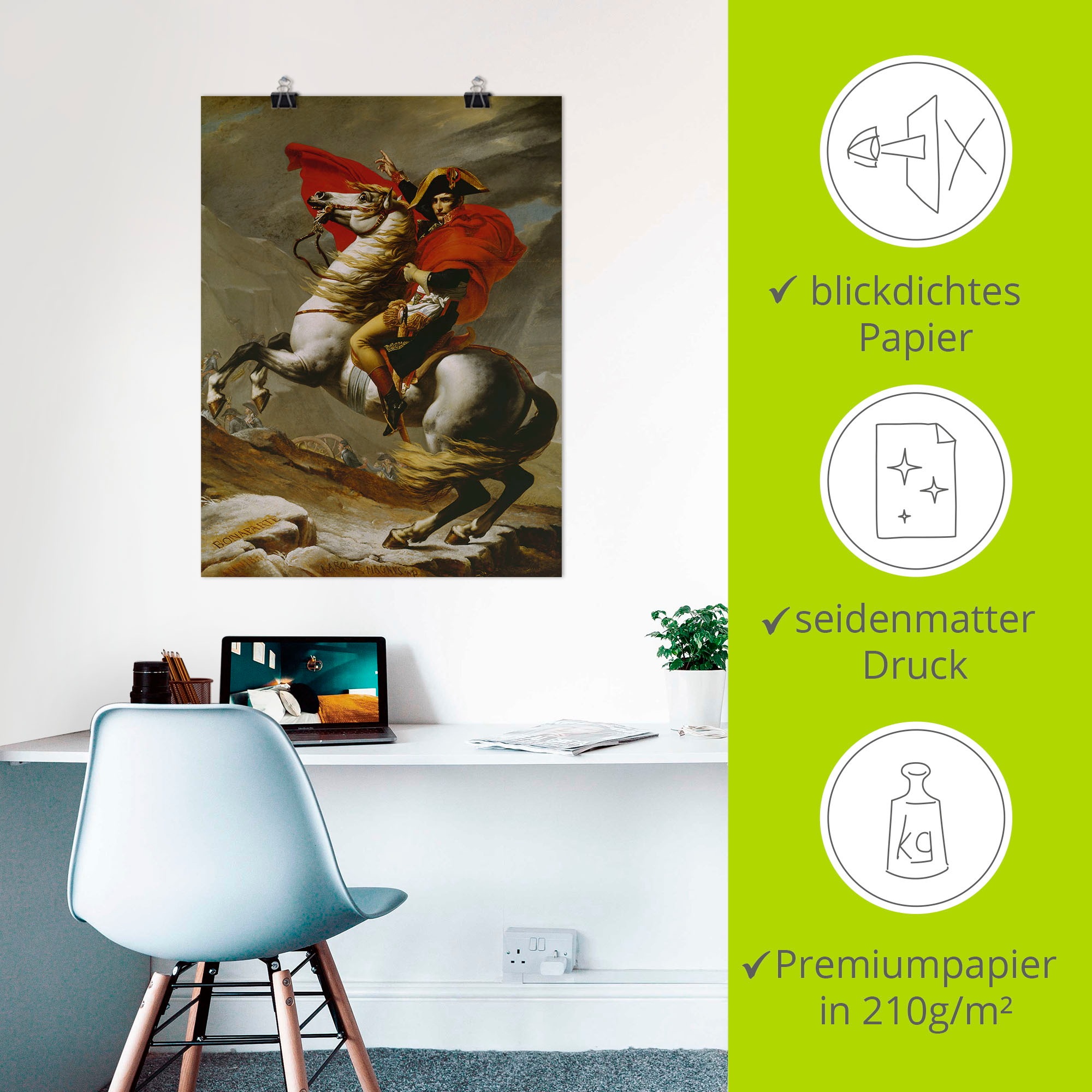 Artland Wandbild »Napoleon bei der Überquerung der Alpen.«, Menschen, (1 St.), als Leinwandbild, Poster in verschied. Größen