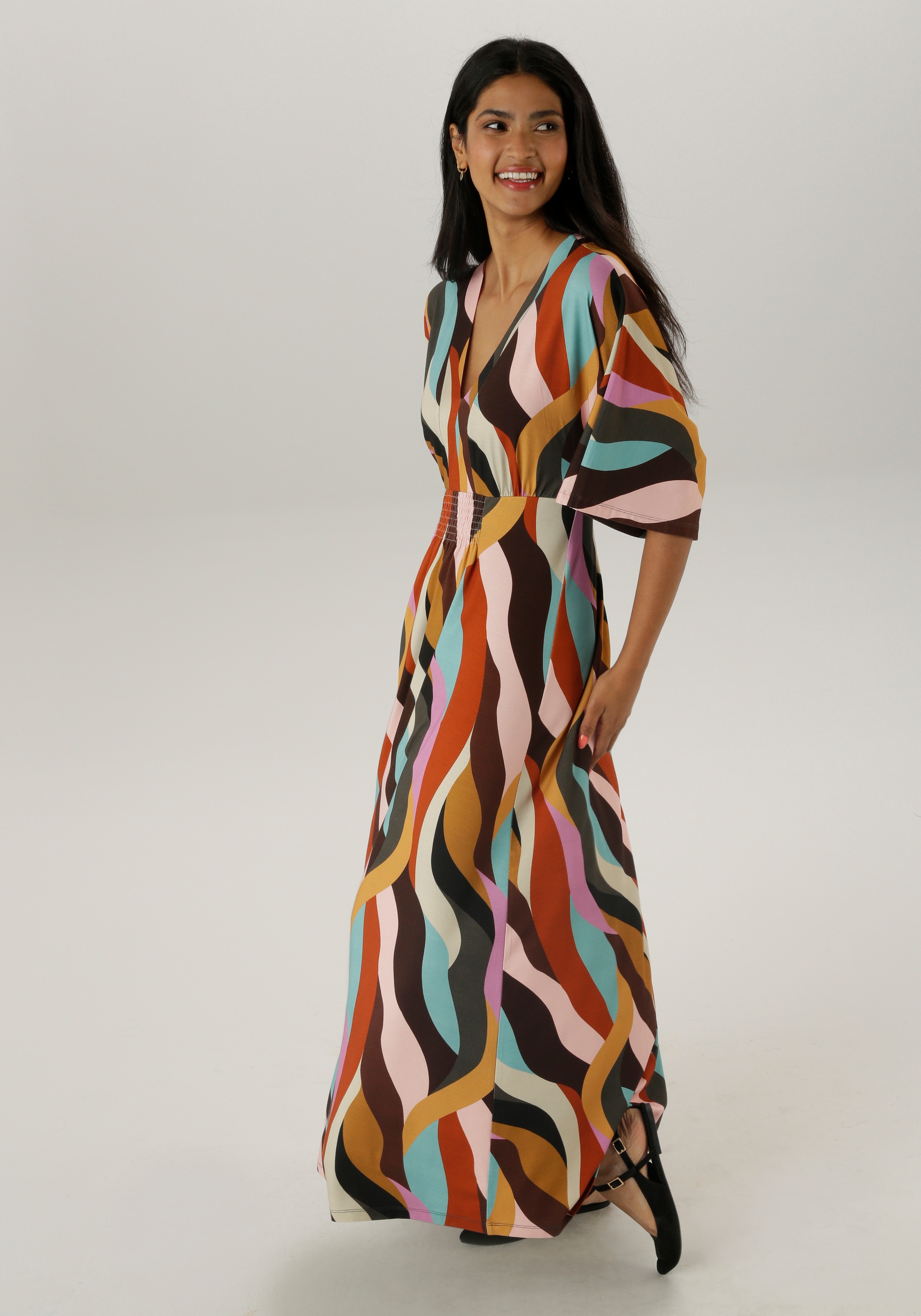 Aniston SELECTED Maxikleid, mit weiten, 3/4-langen Ärmeln günstig online kaufen