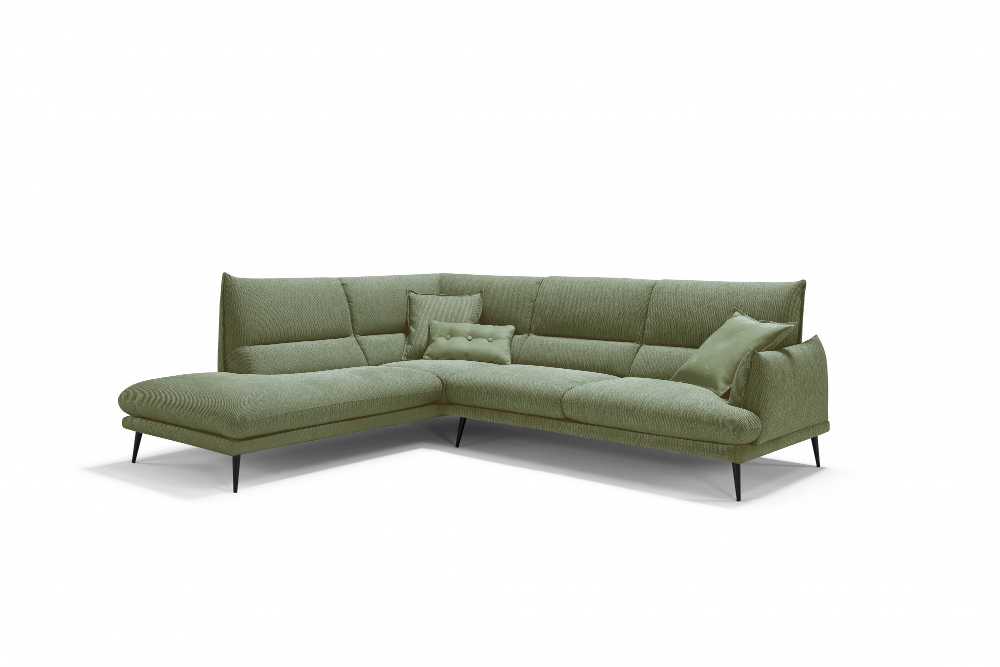 Egoitaliano Ecksofa "FUNNY, hochwertiges & aktuelles Design, bequeme Rückenlehne, L-Form" toller Sitzkomfort, hochwertiger Strukturmix-Bezug, Breite 265cm