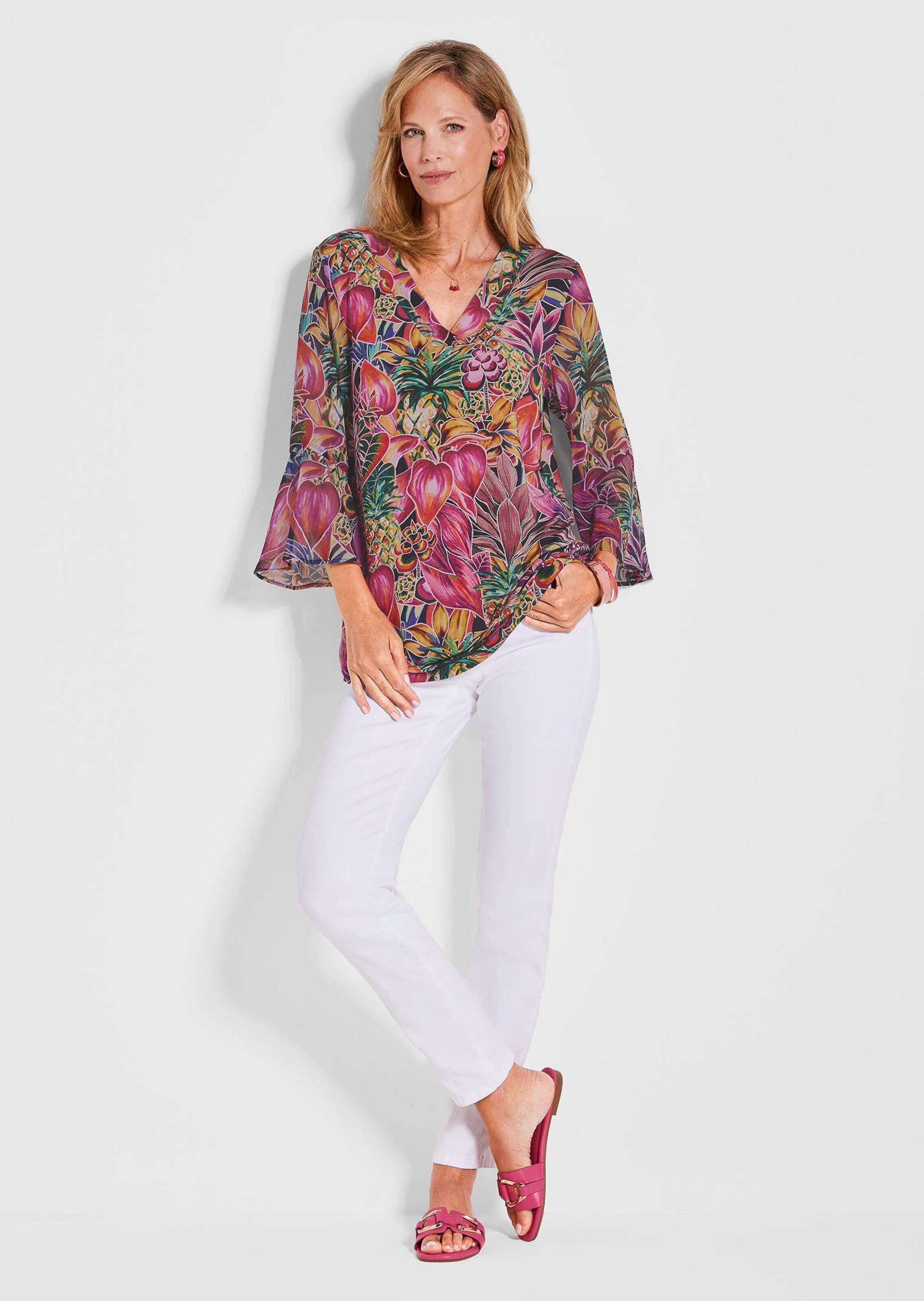 GOLDNER Schlupfbluse "Kurzgröße Bunte Tunika mit floralem Print" günstig online kaufen