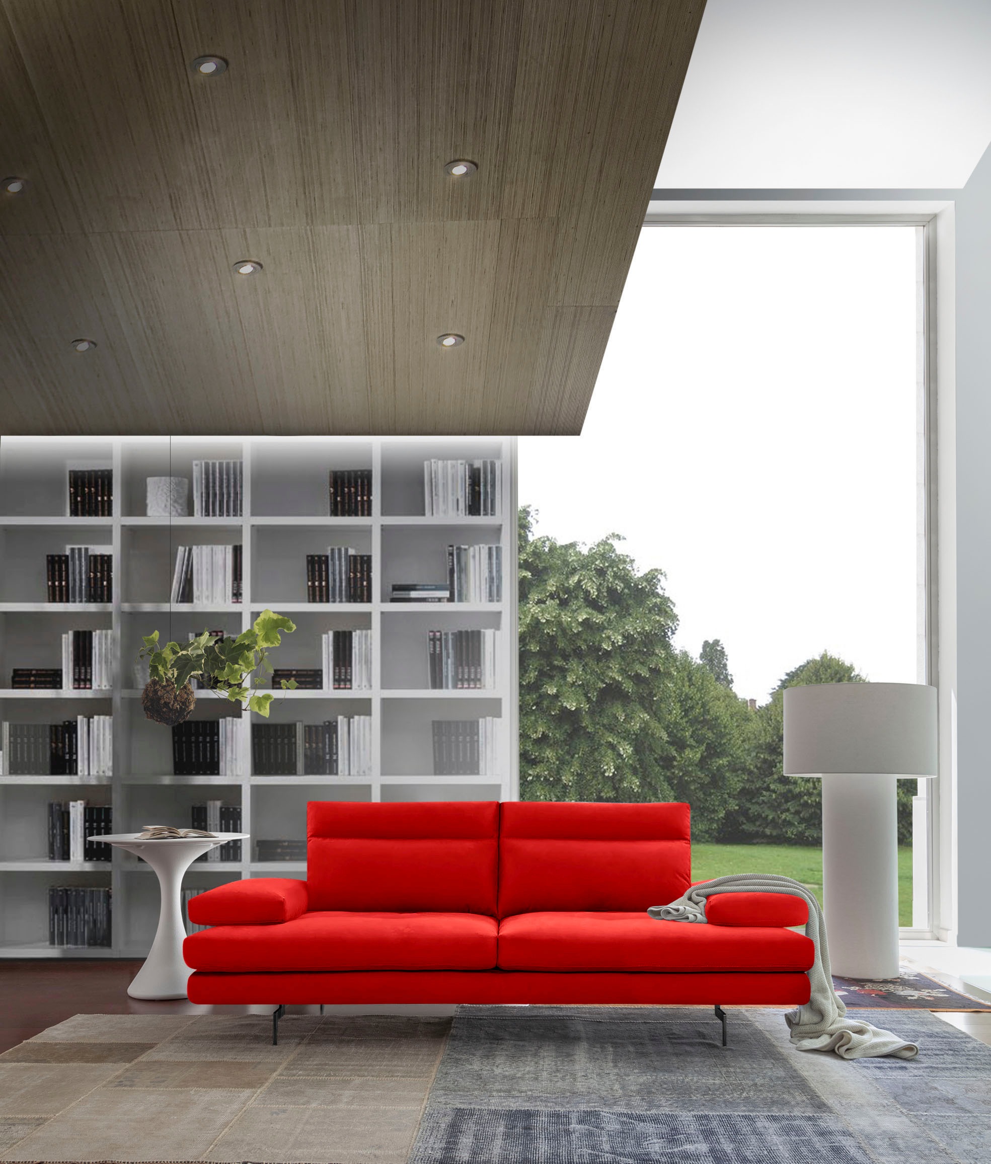 CALIA ITALIA 3-Sitzer "Toby Wing, 208 cm breit, Designsofa, hochwertige Verarbeitungsdetails" inkl. Sitztiefenverstellung und Armteilfunktion, Füße in Schwarz matt