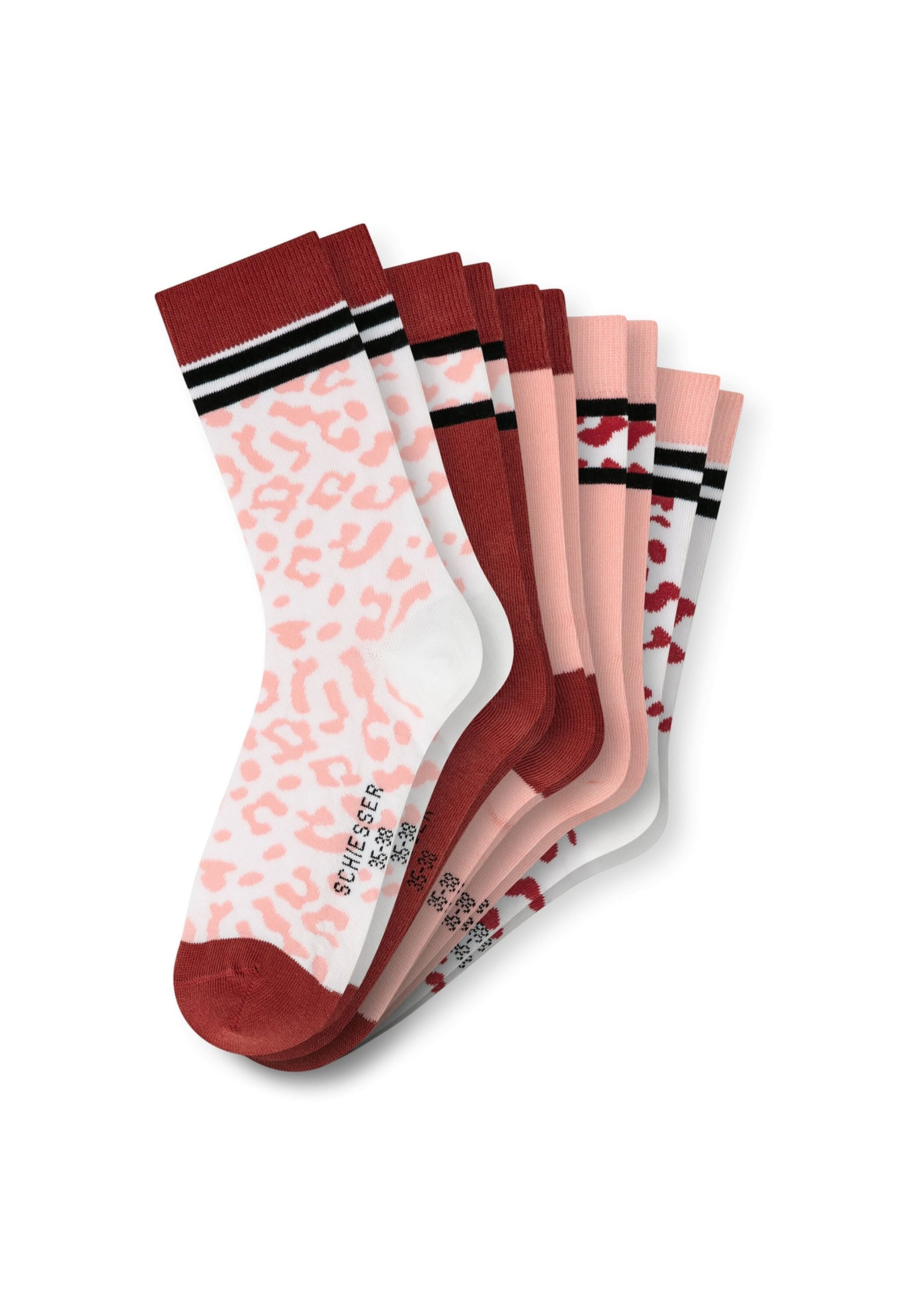 SCHIESSER Kinder Kurzsocken "Socken Legwear Teens 5er Pack", Gr. 31, rot, Obermaterial: 75% Baumwolle CO. 24% Polyamid PA. 1% Elasthan EL., Socken