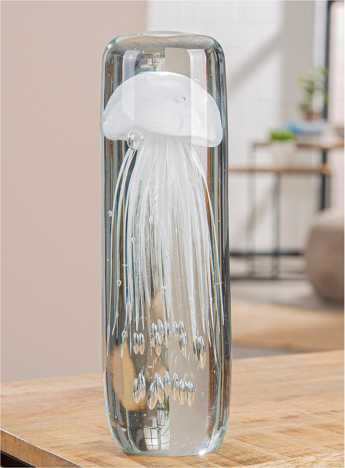 GILDE Skulptur »Dekoobjekt Qualle transparent« Meeresdeko Meerestier maritim Glasdekofigur Tischdekoration