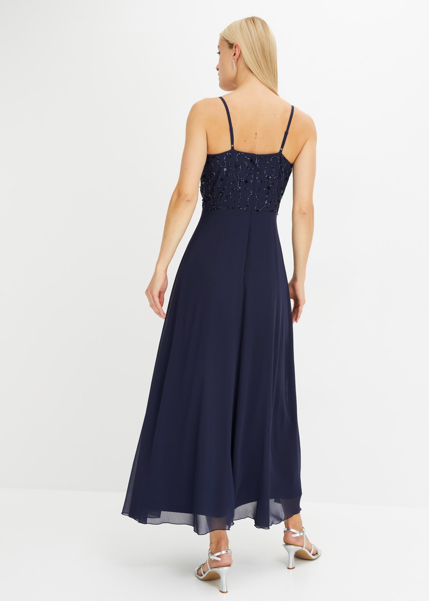 bonprix Trägerkleid »Trägerkleid mit Paillettenstickerei« für festliche Anlässe, mit Tüllrock, ausgestellte Passform