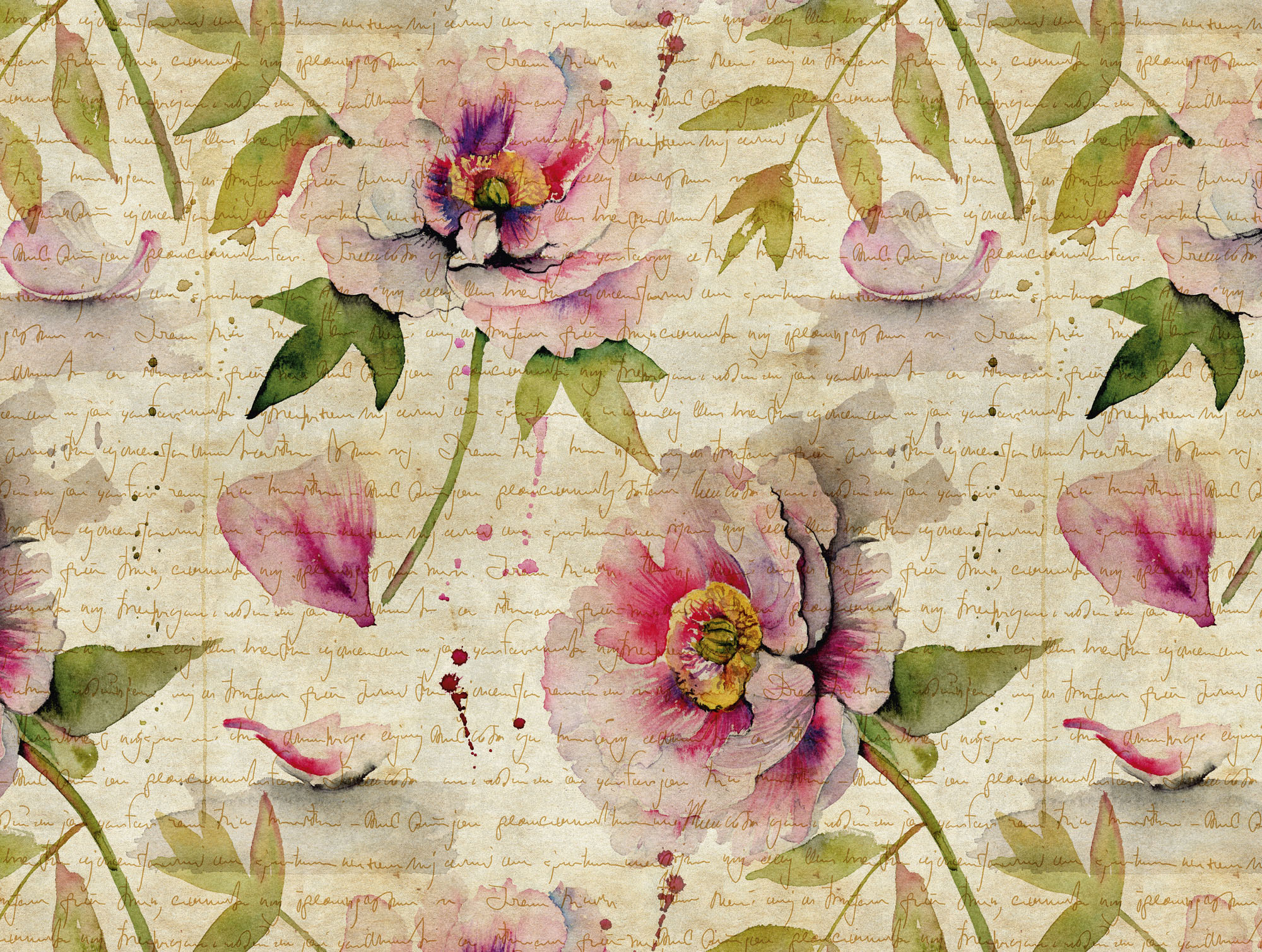 living walls Fototapete "The Wall" floral geblümt natürlich glatt Fototapete Vintage Tapete Blume Tapeten Wohnzimmer Design Kinderzimmer
