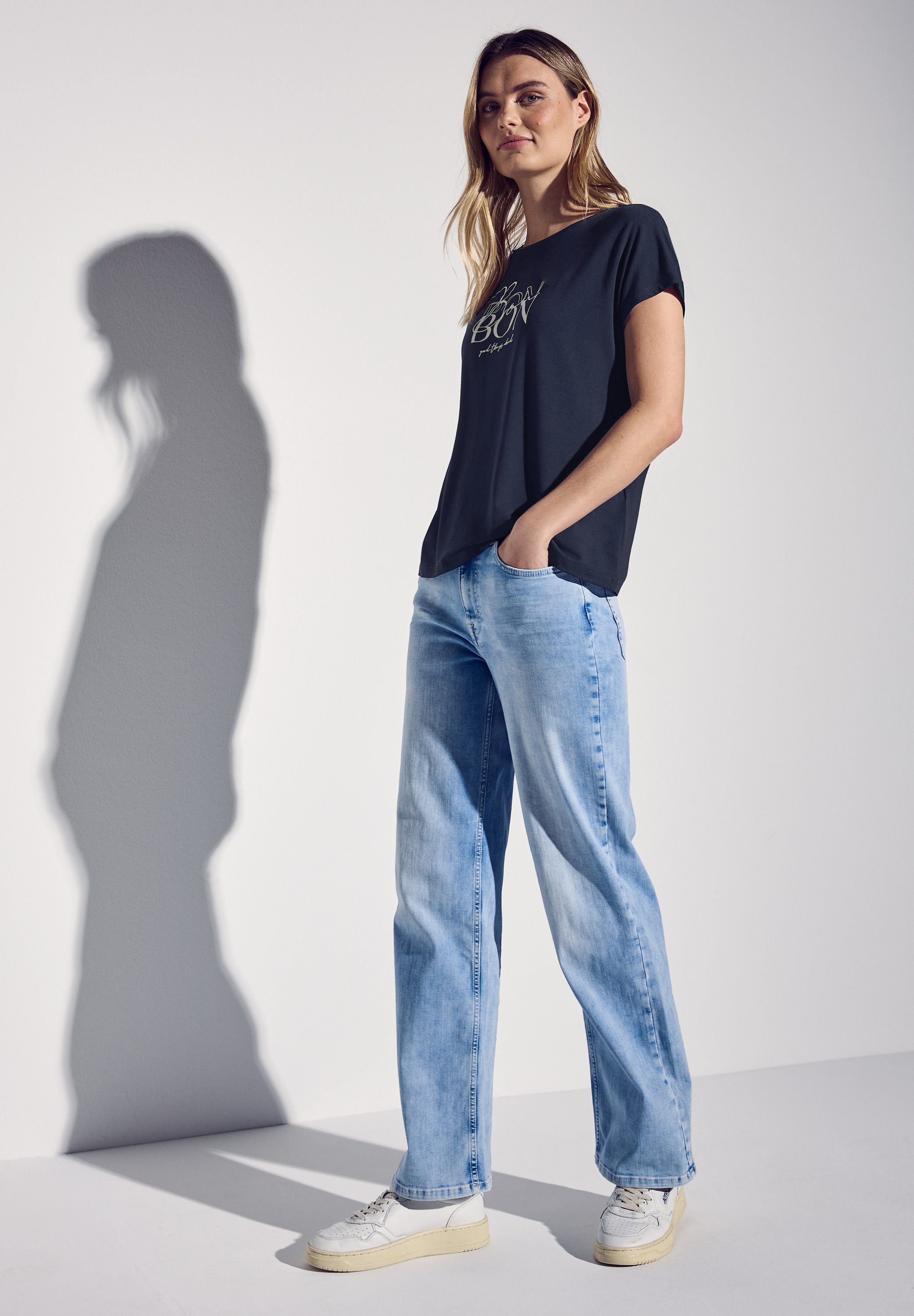 STREET ONE T-Shirt, aus softem Materialmix