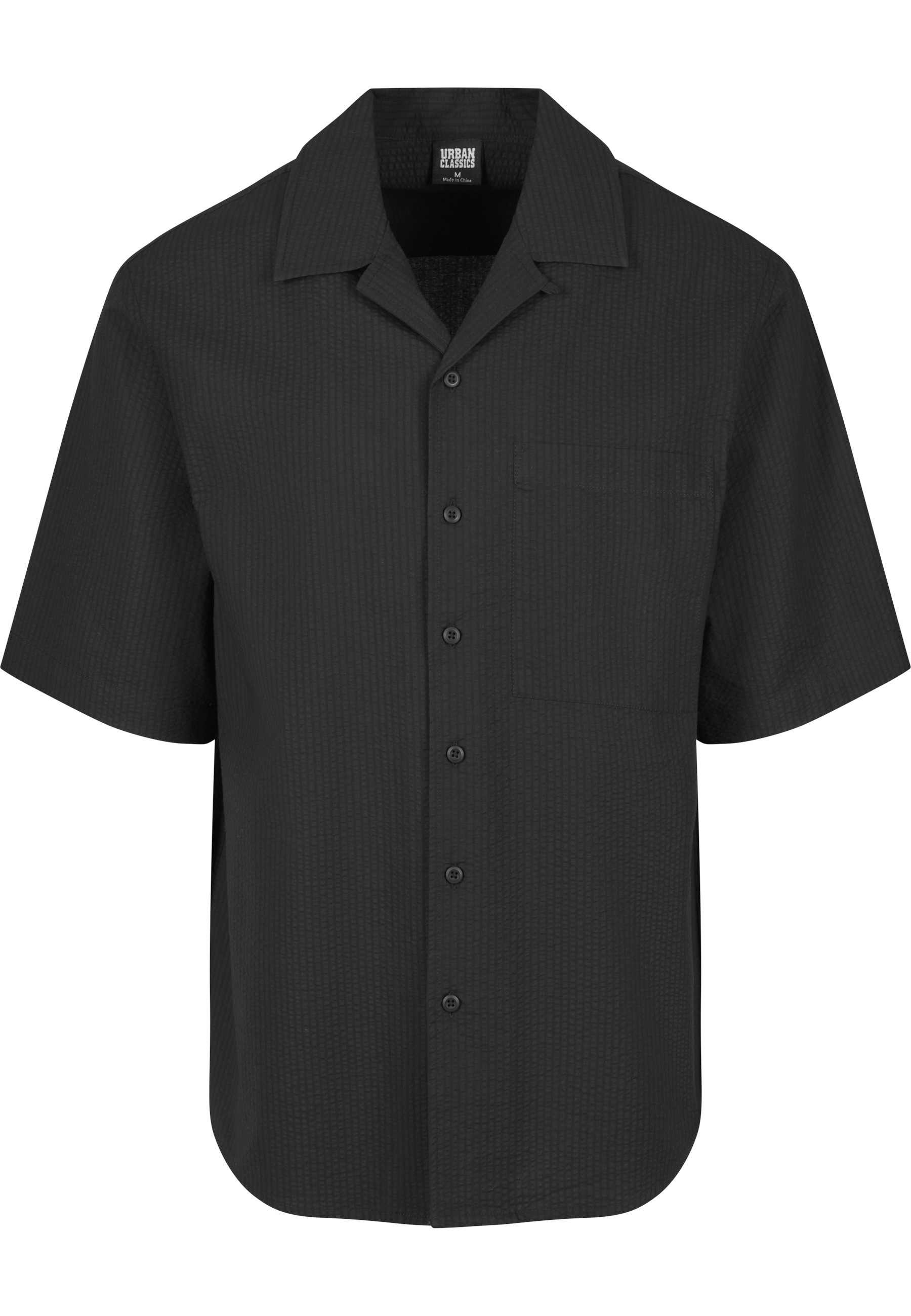 URBAN CLASSICS Langarmhemd "Urban Classics Herren Relaxed Seersucker Short Sleeve Shirt" 1 Stk.