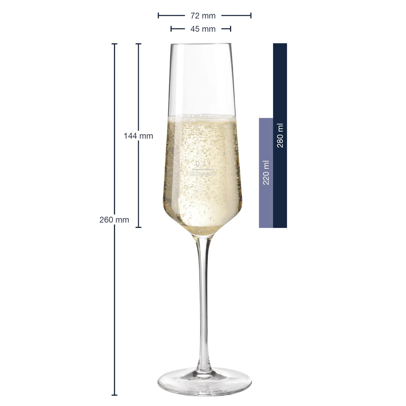 LEONARDO Sektglas »Sektgläser geeicht Puccini Gastro-Edition 0,1 l 6er Set transparent«