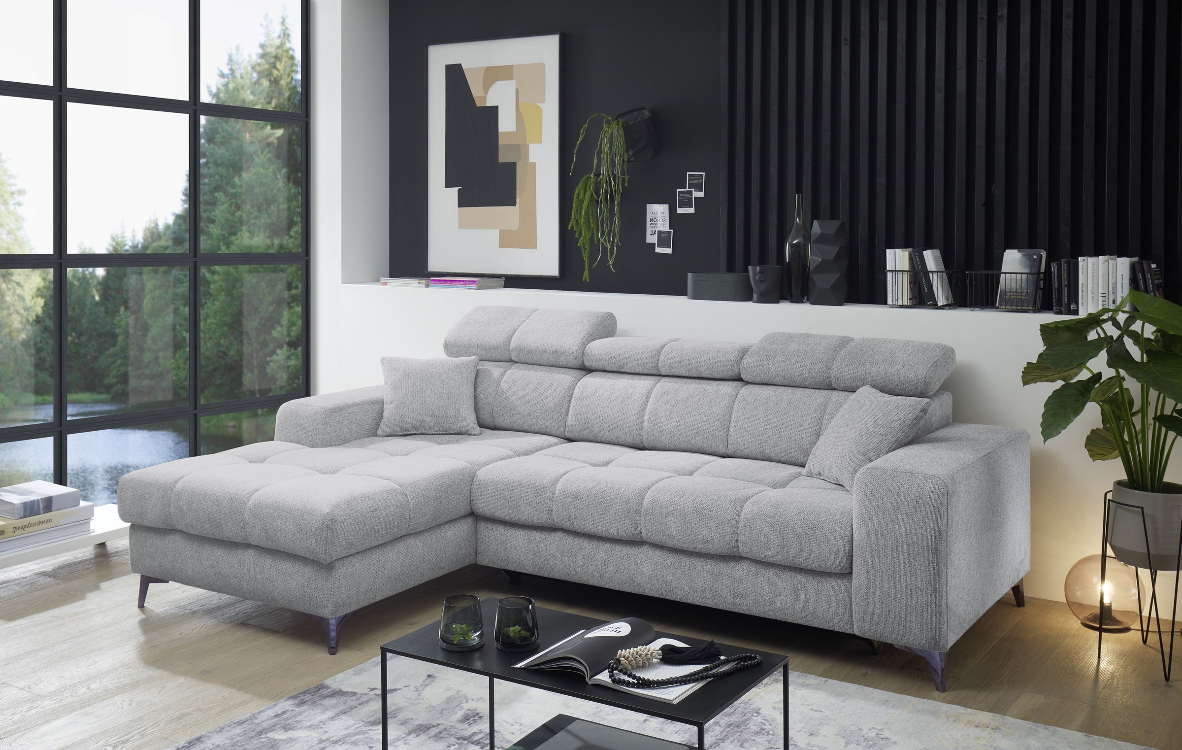 ED EXCITING DESIGN Ecksofa »Sydney L-Form«, (2 St.), frei im Raum stellbar, mit Bettkasten, inkl. Kopfteilverstellung