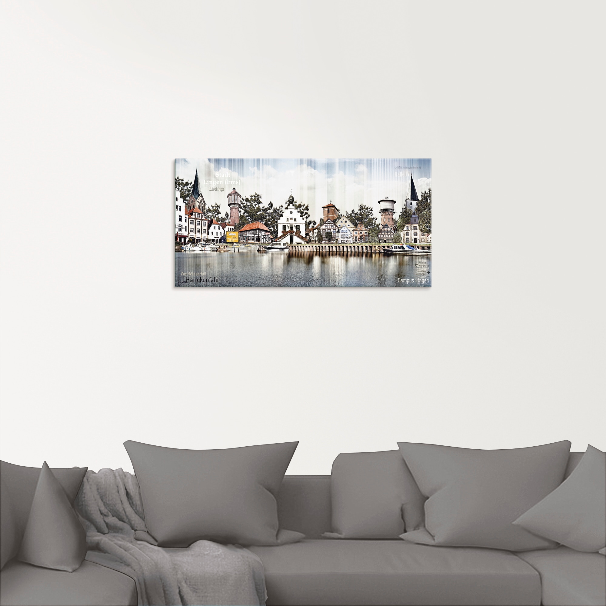 Artland Glasbild »Lingen Ems Skyline Collage«, Deutschland, (1 St.), in verschiedenen Größen