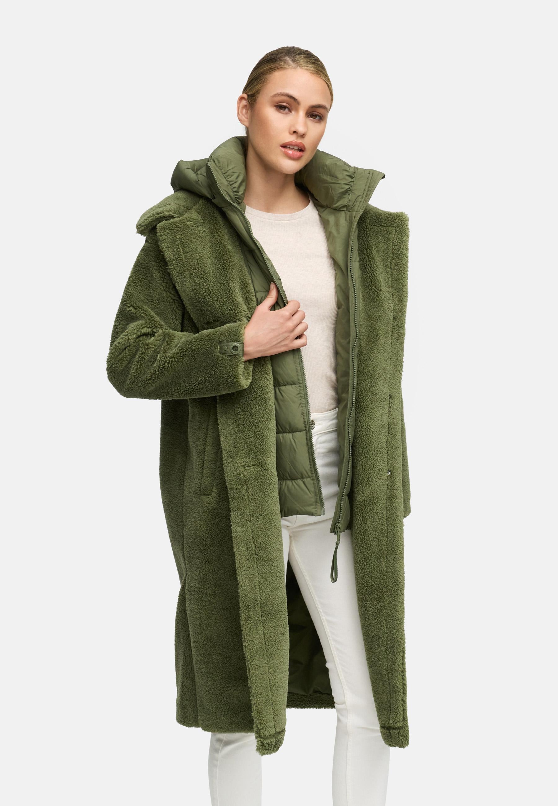 Navahoo Wintermantel »Teddyzauber 14«, Plüschmantel aus Teddyfleece mit abnehbmarem Krageneinsatz
