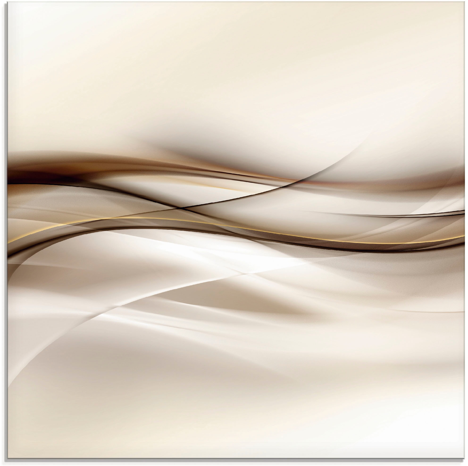 Glasbild »Braune abstrakte Welle«, Muster, (1 St.)
