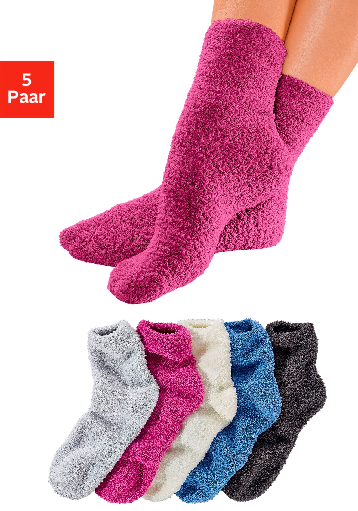 Lavana Kuschelsocken Packung, 5 Stk. tlg. ideal als Bettsocken günstig online kaufen