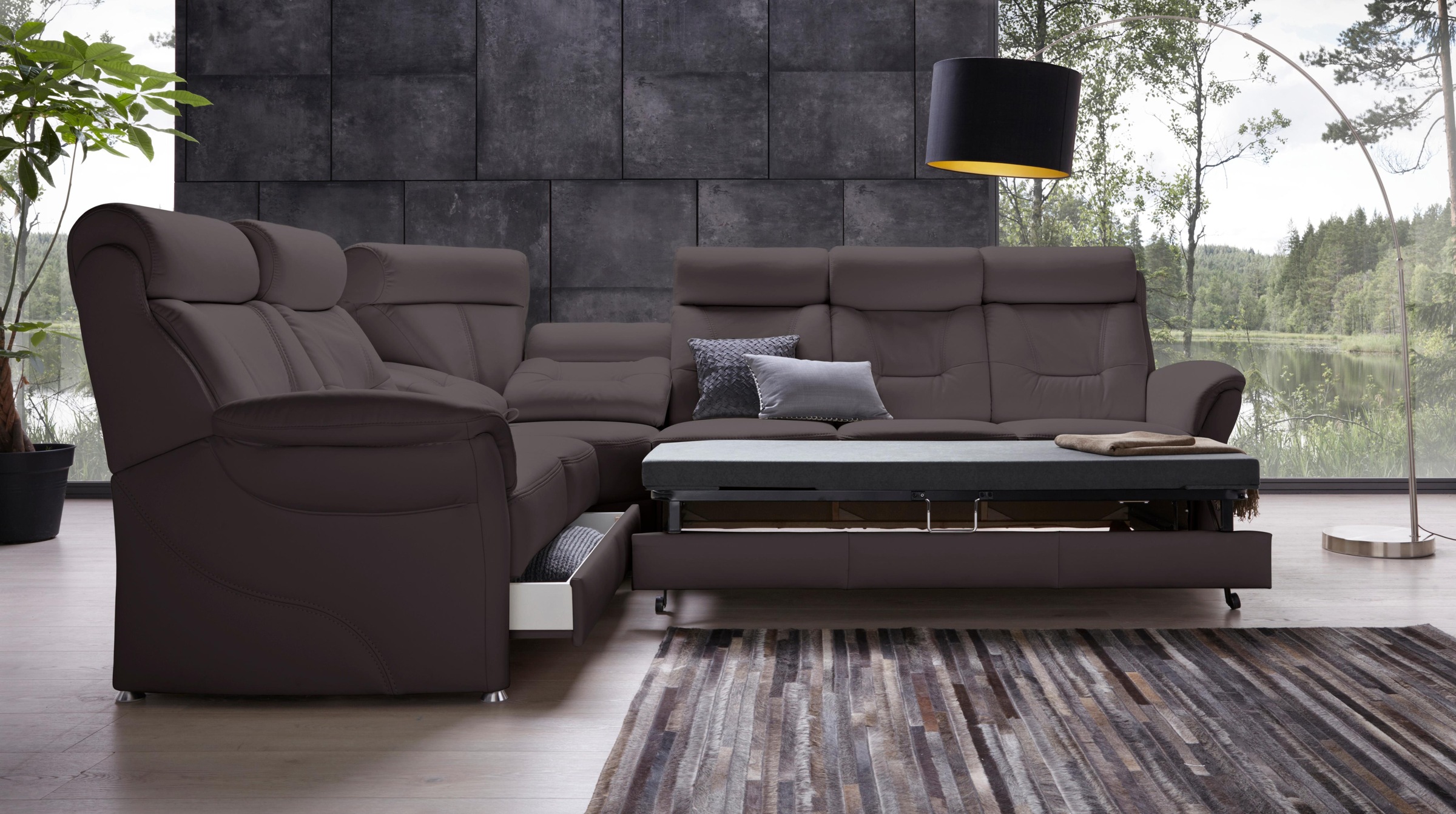 Places of Style Ecksofa »Sardinien L-Form«, mit Kopfteilverstellung, wahlweise mit Bettfunktion