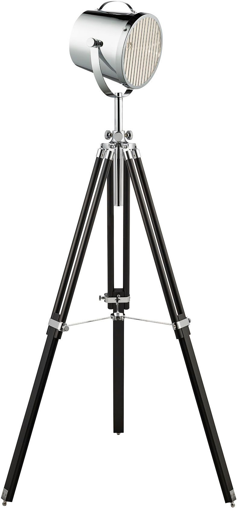 Searchlight Stehlampe »Studio-Stehlampe - Chrommetall & Schwarzes Holz« E27 1 Stk.