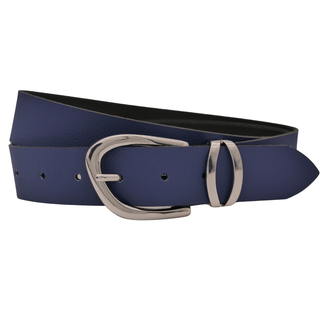 Ledergürtel ANNAMATONI "AnnaMatoni Ledergürtel Lora2 Ledergürtel Lora2", Damen, Gr. TW105 - 120cm Gesamtlänge, blau (marine 490), 100% Leder, Gürtel Ledergürtel