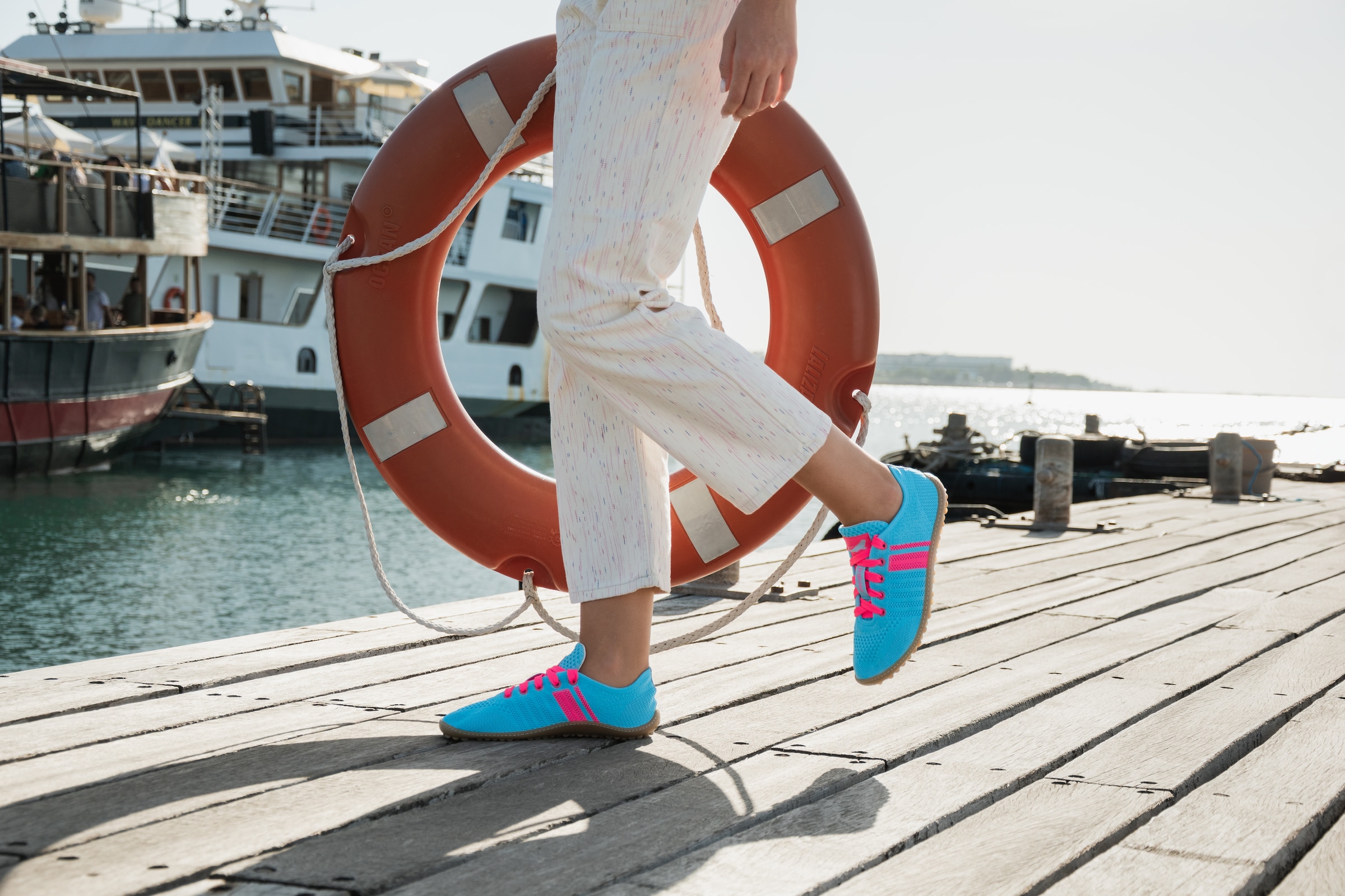 Leguano Barfußschuh  Bequemschuh, Schnürschuh mit Kontrastbesatz