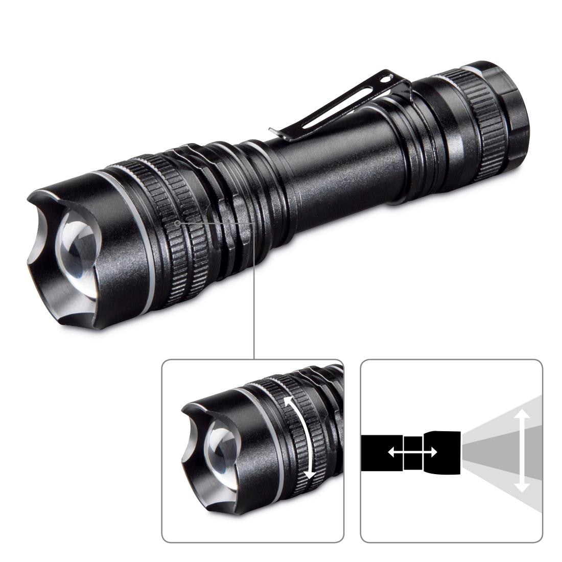 Hama LED Taschenlampe »LED Taschenlampe Outdoor mit Clip, 100 Lumen, 3 Lichtmodi, fokussierbar, Professional«