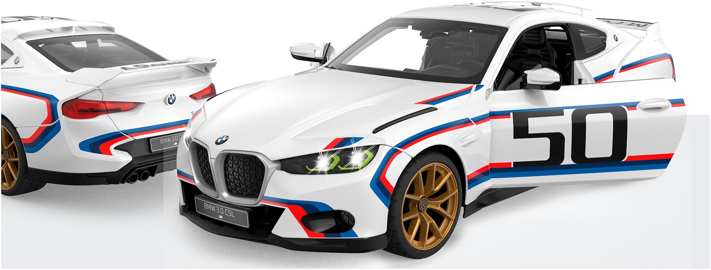 Jamara RC-Auto »BMW 3.0 CSL 1:14 weiß 2,4GHz Tür manuell«, im Maßstab 1:14, mit LED Beleuchtung