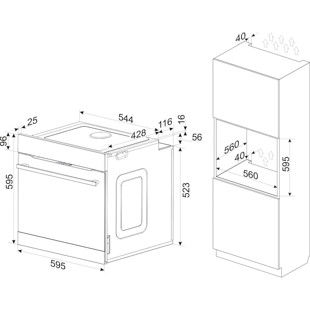 Amica Pyrolyse Backofen »EBPX 946 610 E«, EBPX 946 610 E, mit 2-fach-Teleskopauszug, Pyrolyse-Selbstreinigung, XXL-Garraum