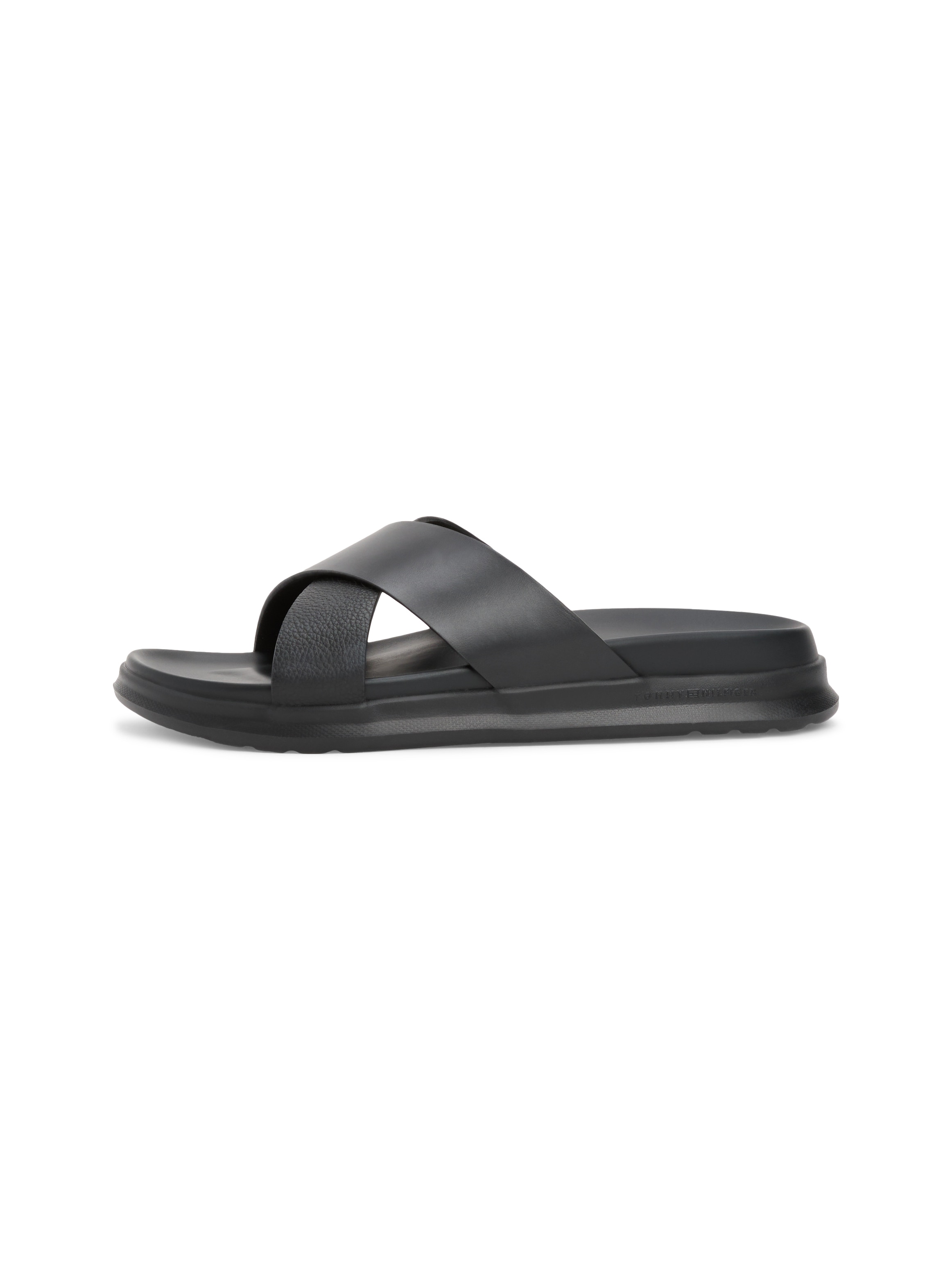 Tommy Hilfiger Pantolette »D DENSITY HILFIGER LTH CC SAND«, Sommerschuh, Schlupfschuh, Flats in schmaler Form