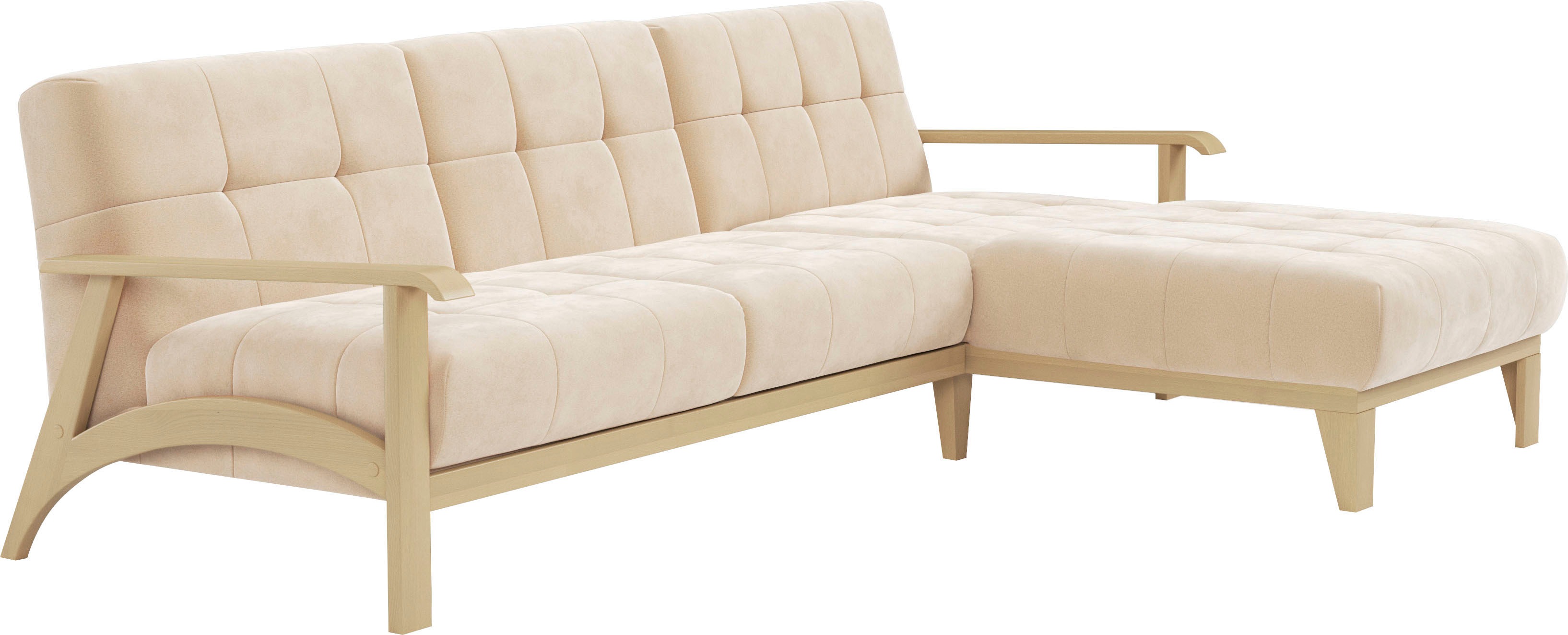 Thumbnail - sit&more Ecksofa "Billund L-Form", Armlehnen aus Buchenholz in natur, verschiedene Bezüge und Farben