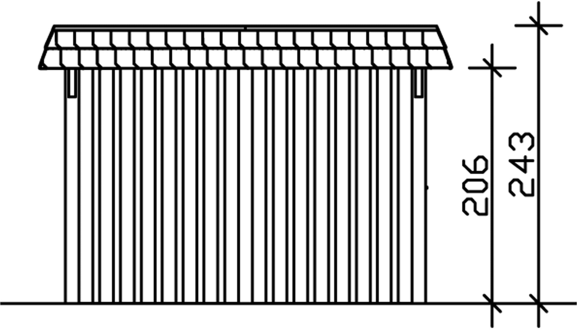 Skanholz Einzelcarport »Wendland«, Leimholz-Fichte, 291 cm, Natur, mit Abstellraum mit Aluminiumdach, rote Blende