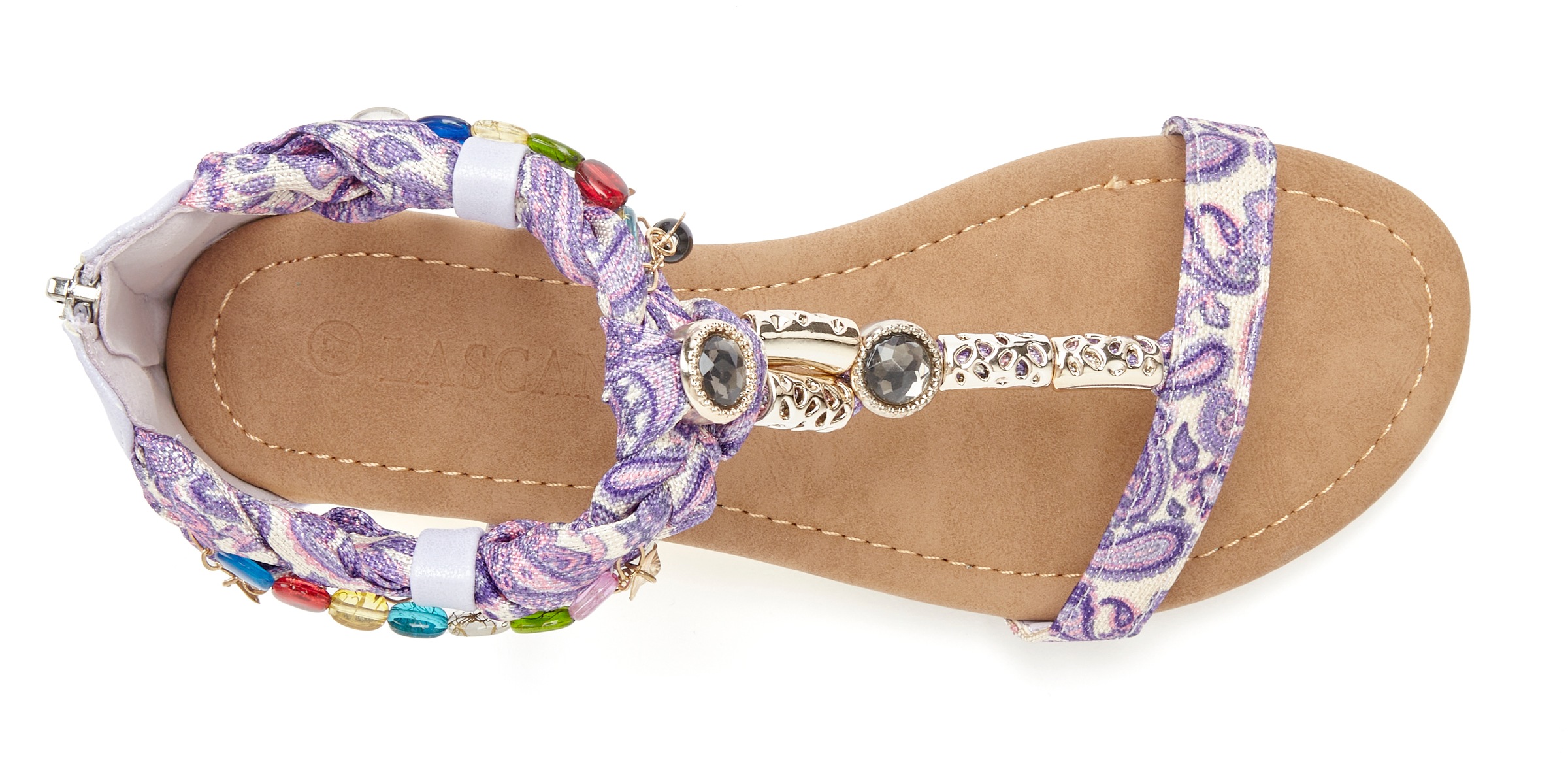 Thumbnail - LASCANA Sandale "Sommerschuh, Sandalette,", mit Schmuckkettchen und Schmucksteinen im Festival-Look VEGAN