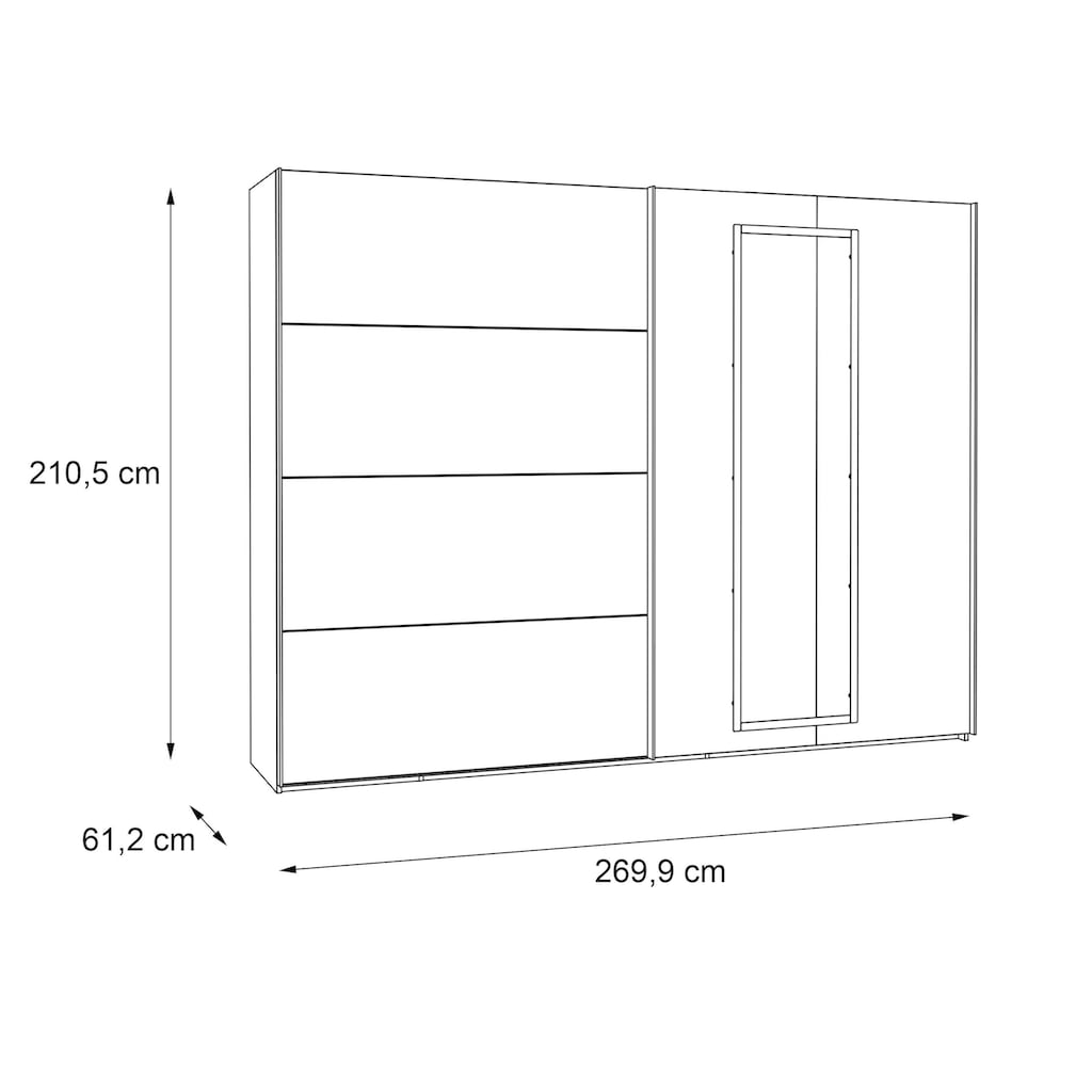 FORTE Schwebetürenschrank »"Sirius Black", Made in Europe, hochwertiges Design«, mit LED-Beleuchtung, Breite/ Höhe ca. 270x210cm