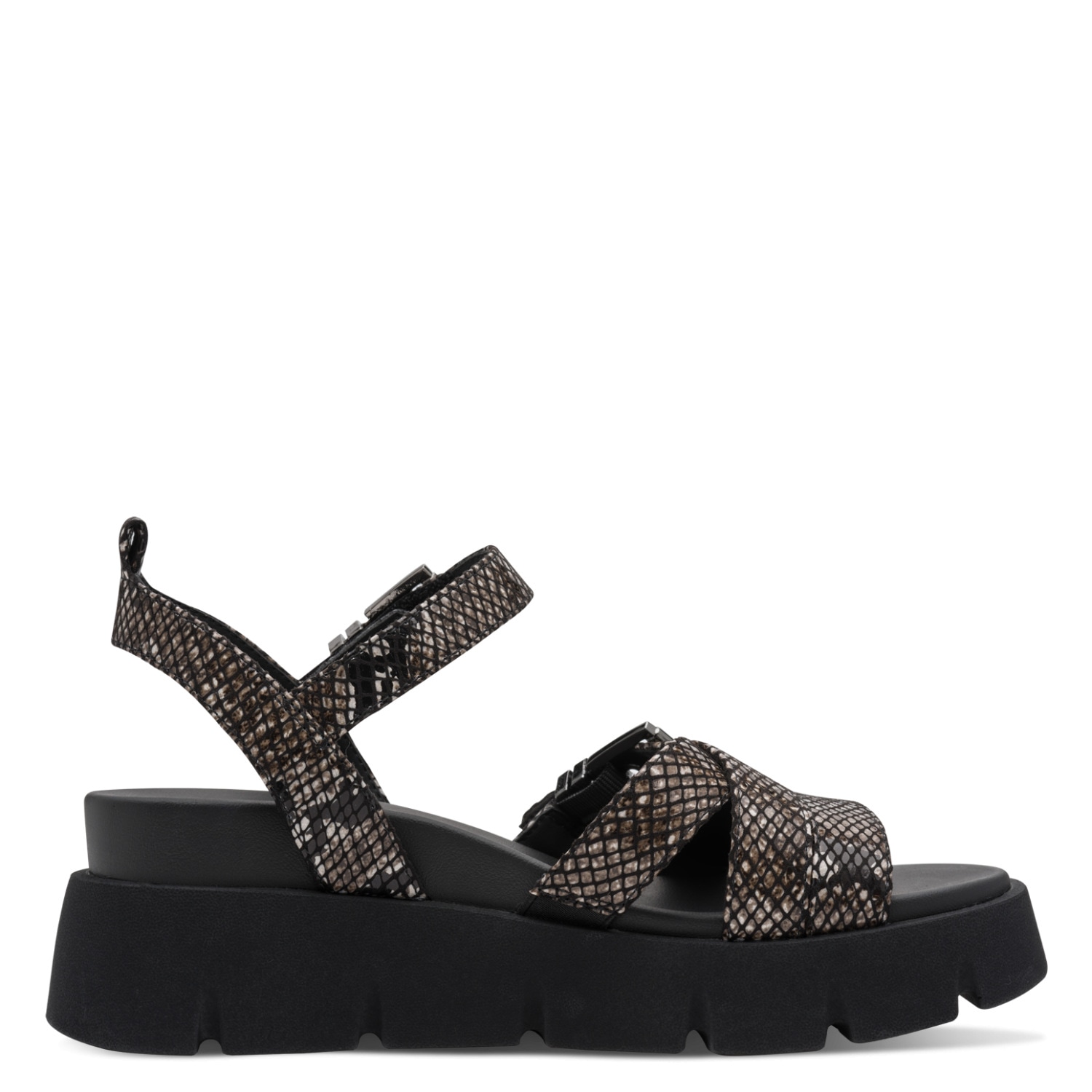 Tamaris Keilsandalette  Sommerschuh, Riemchensandale im angesagten Snake-Look