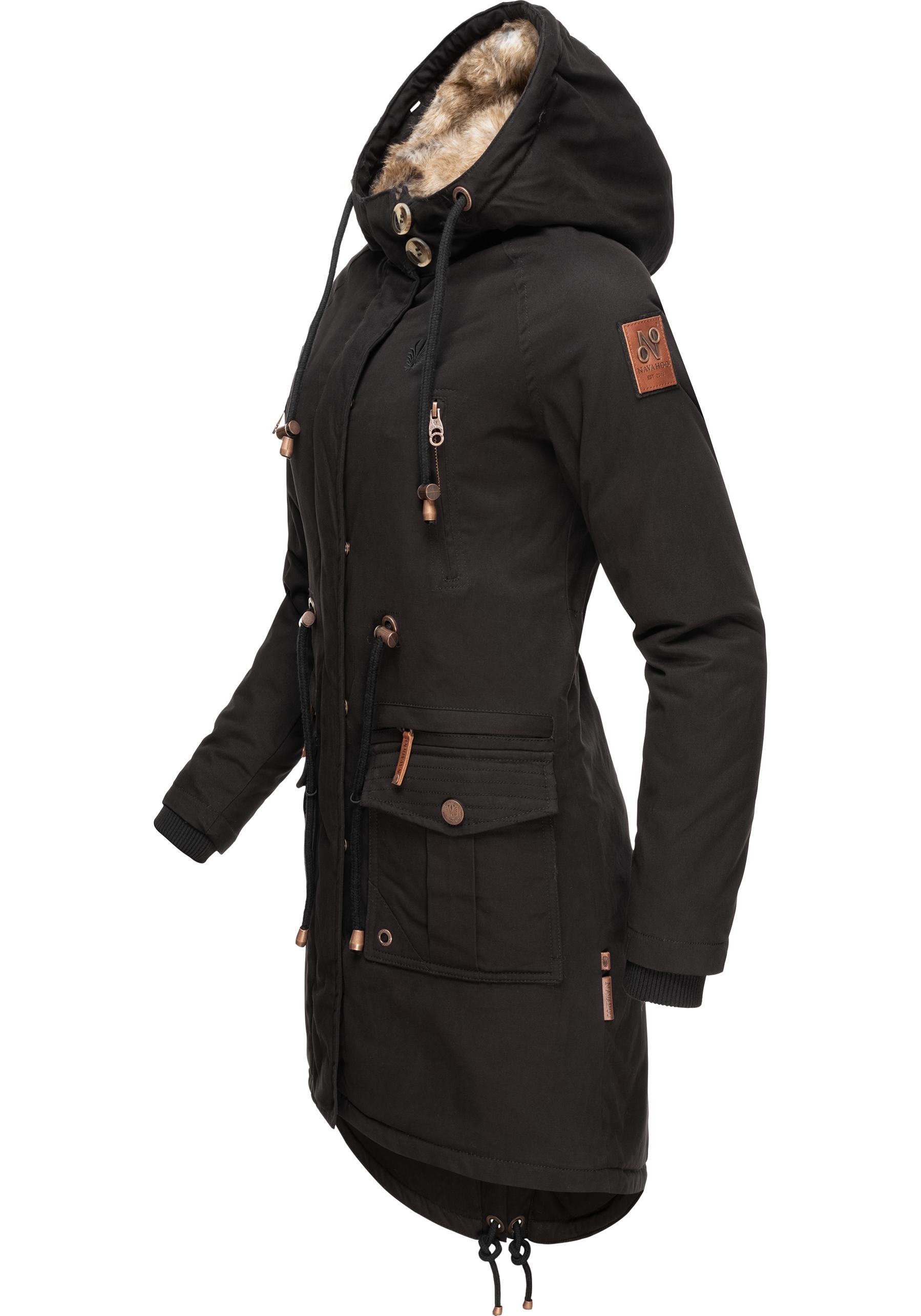 Navahoo Wintermantel »Rosinchen«, stylischer Damen Winter Baumwollparka mit Kunstfell