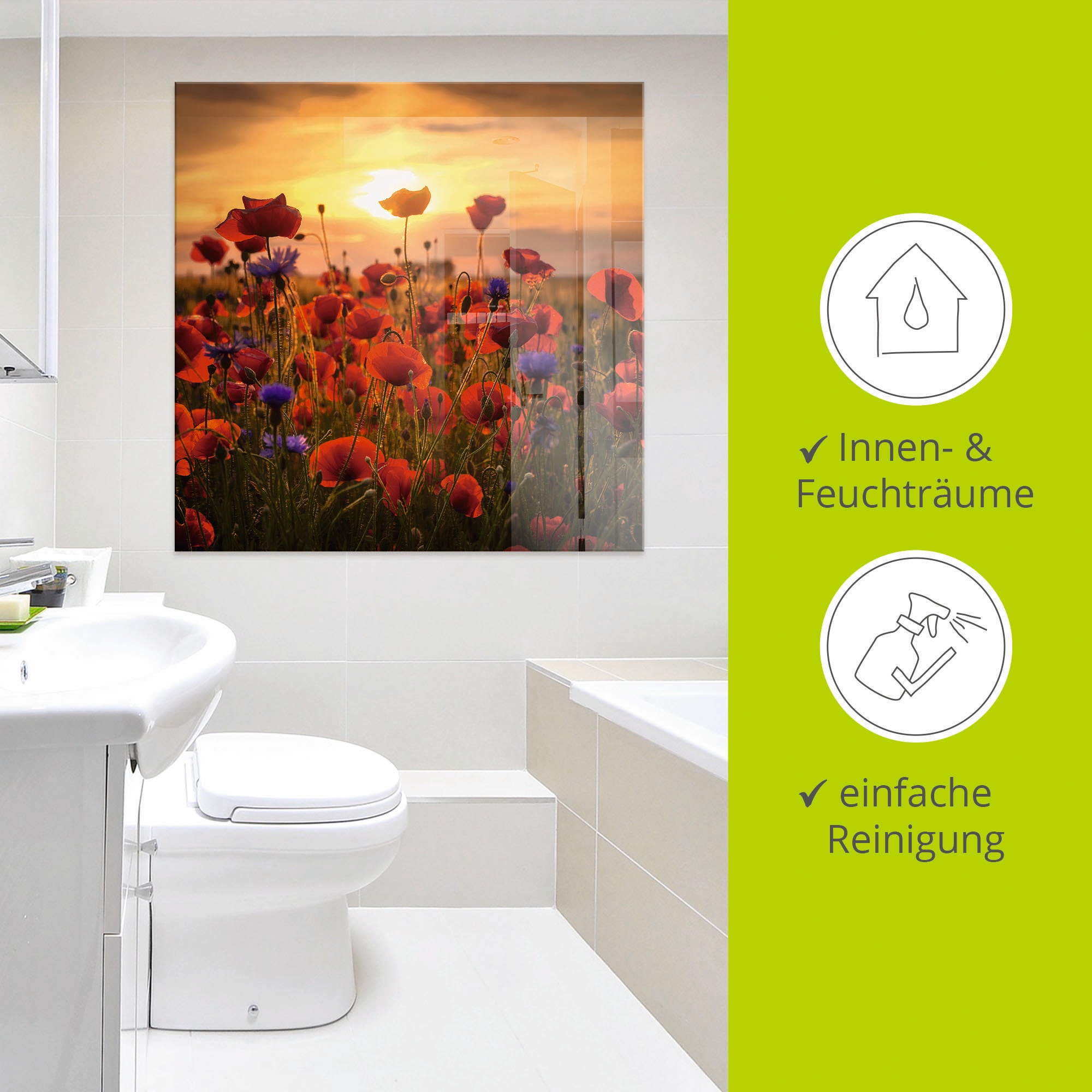 Artland Glasbild »Mohnblumen im Abendlicht« 1 Stk. tlg. in verschiedenen Größen