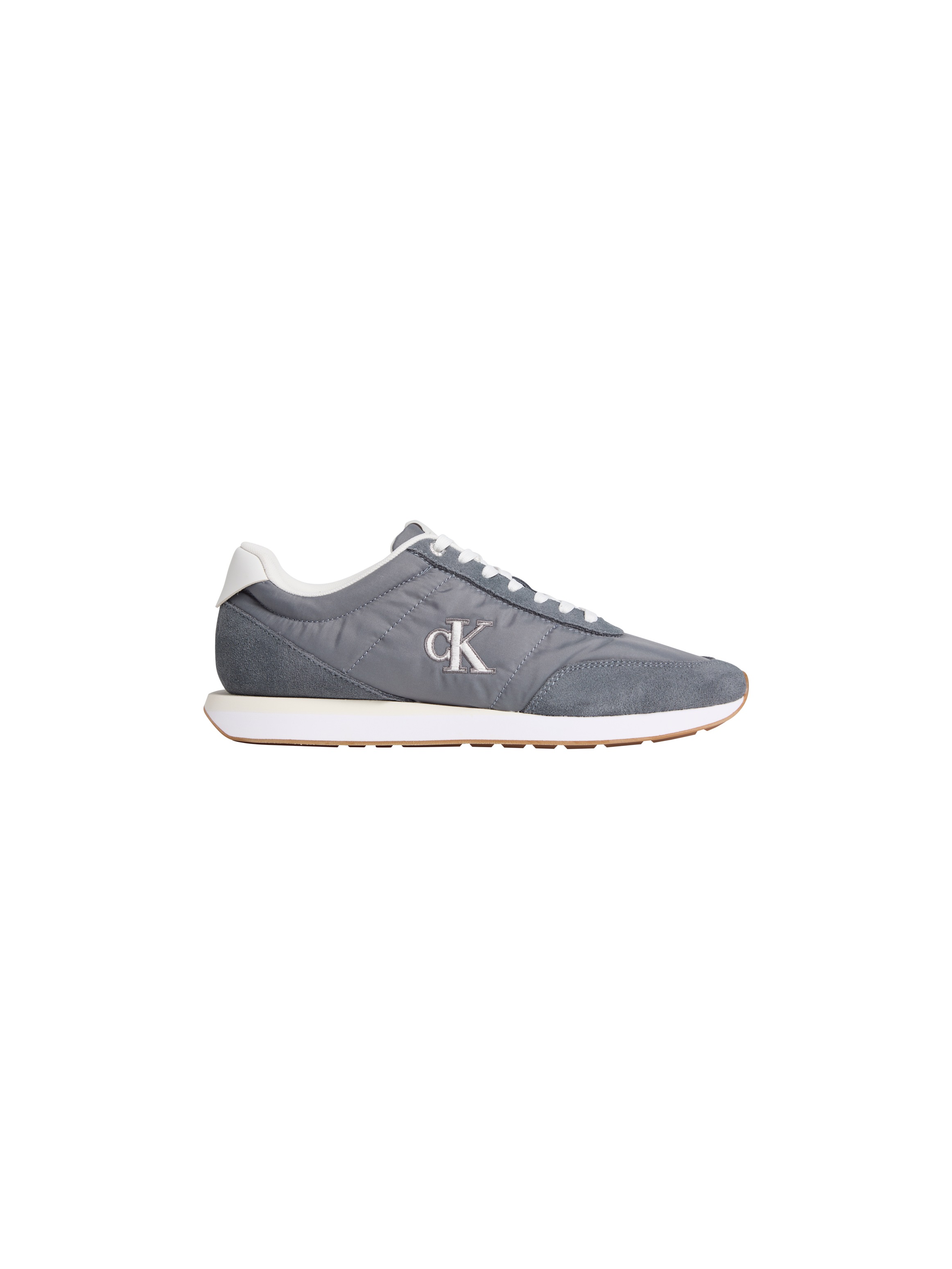 Sneaker CALVIN KLEIN JEANS "RETRO RUNNER ESS MIX MAT", Herren, Gr. 39, grau, Leder, Textil, unifarben mit Farbeinsatz, Schuhe Sneaker, Freizeitschuh, Halbschuh, Schnürschuh mit Logo-Emblem 3