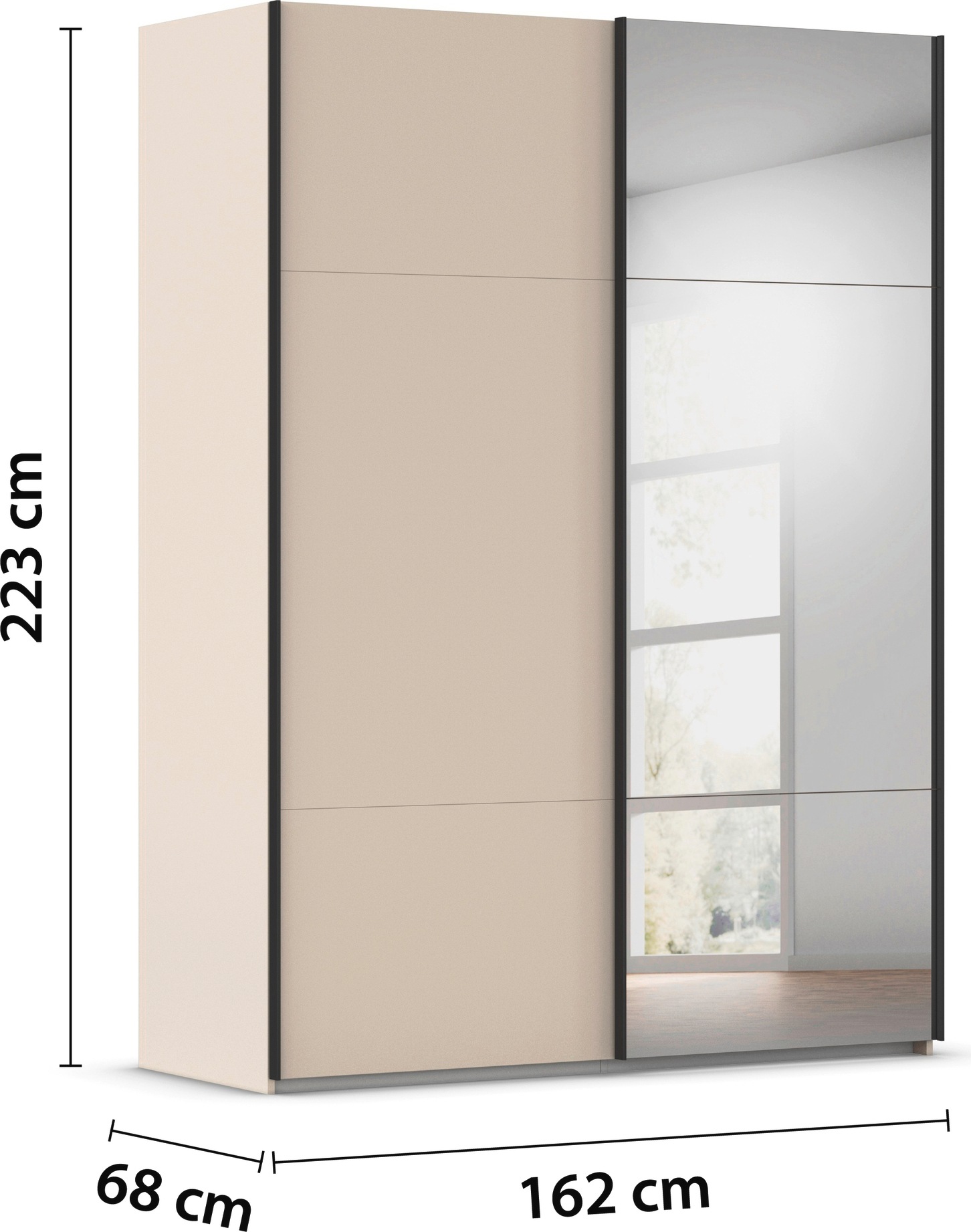 rauch Schwebetürenschrank »Kleiderschrank Schrank Garderobe Schlafzimmerschrank CONTIDO« in 3 verschiedenen Ausstattungen BASIC/CLASSIC/PREMIUM,  aus hochwertigem Material in 6 Breiten 2 Griff-Farben MADE IN GERMANY