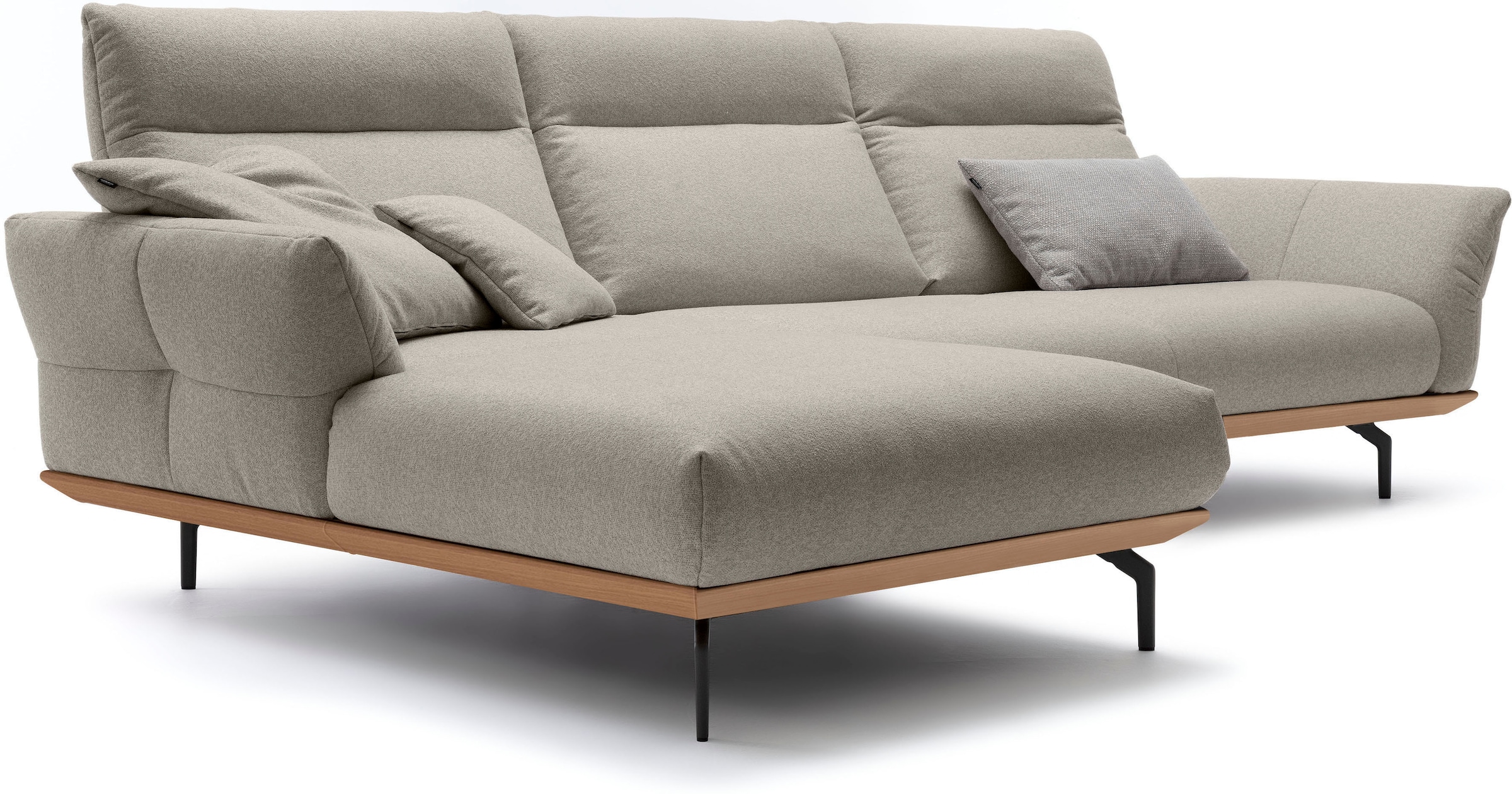 Creation BY ROLF BENZ Ecksofa »CR.460«, Sockel in Eiche, Winkelfüße in Umbragrau, Breite 318 cm