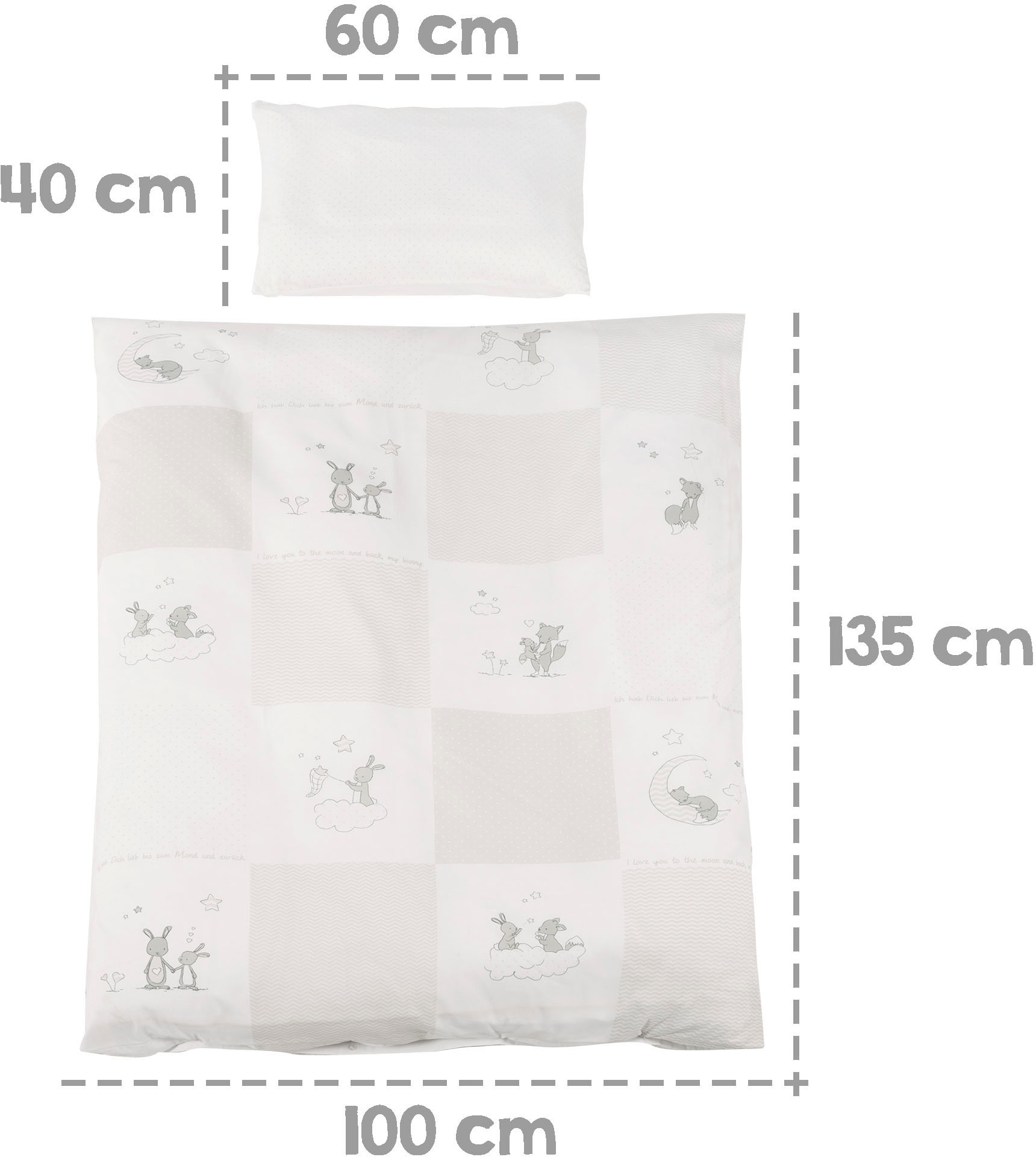 roba® Komplettbett »Fox & Bunny, 70x140 cm«, (6 tlg.)