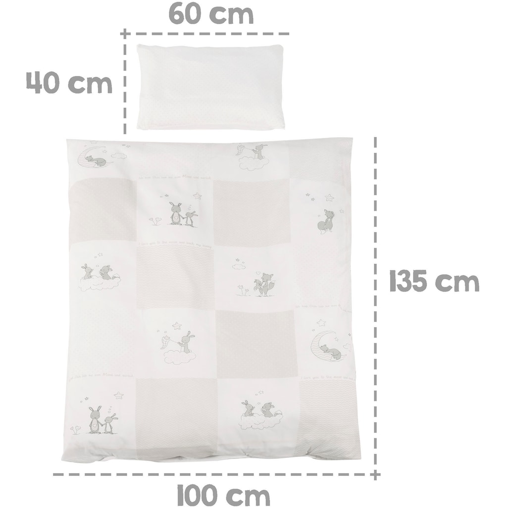 roba® Komplettbett »Fox & Bunny, 70x140 cm«, (6 tlg.)