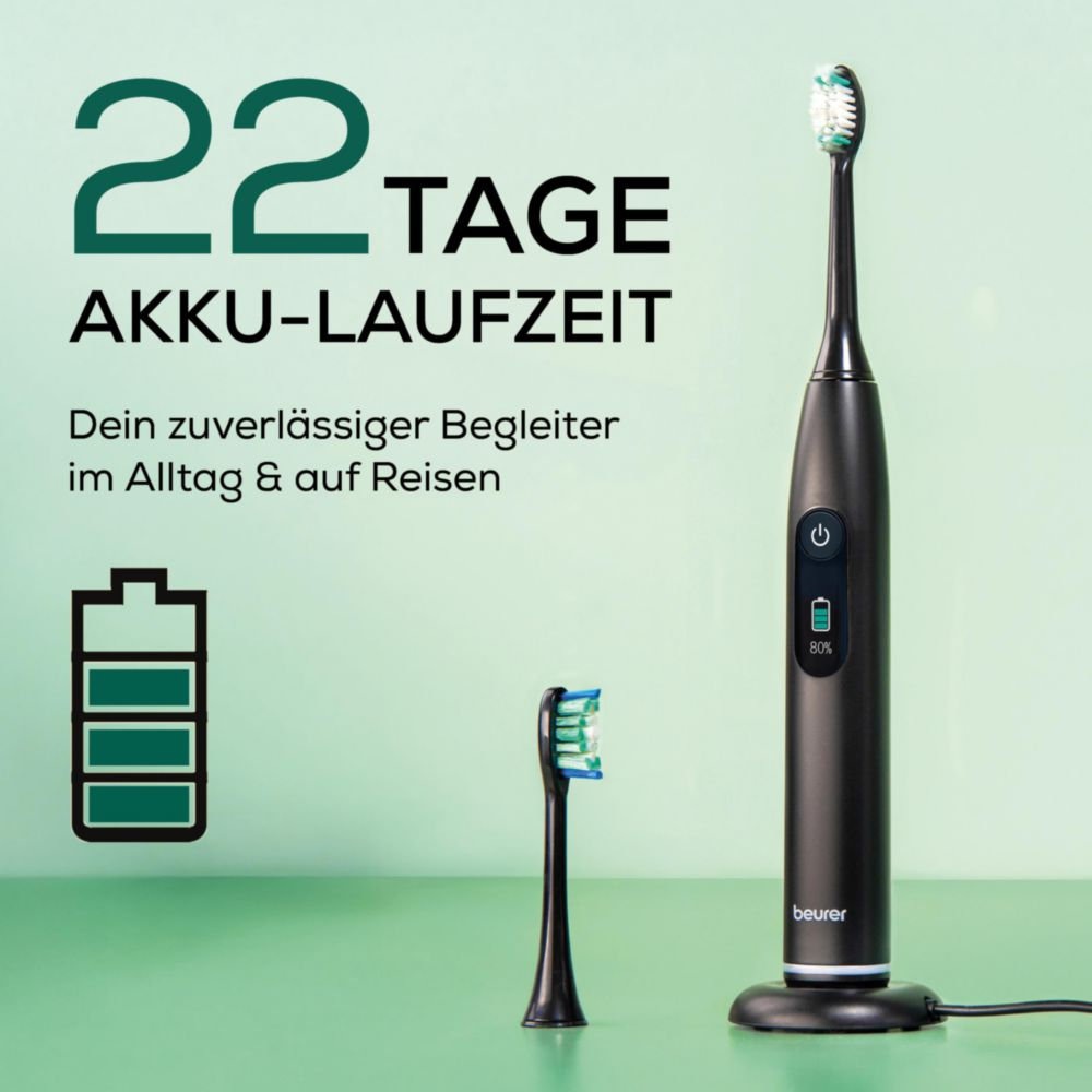 BEURER Elektrische Zahnbürste »SC 50«, 2 St. Aufsteckbürsten, Mit Andrucksensor, 80.000 Schwingungen/Min und 2-Minuten Timer