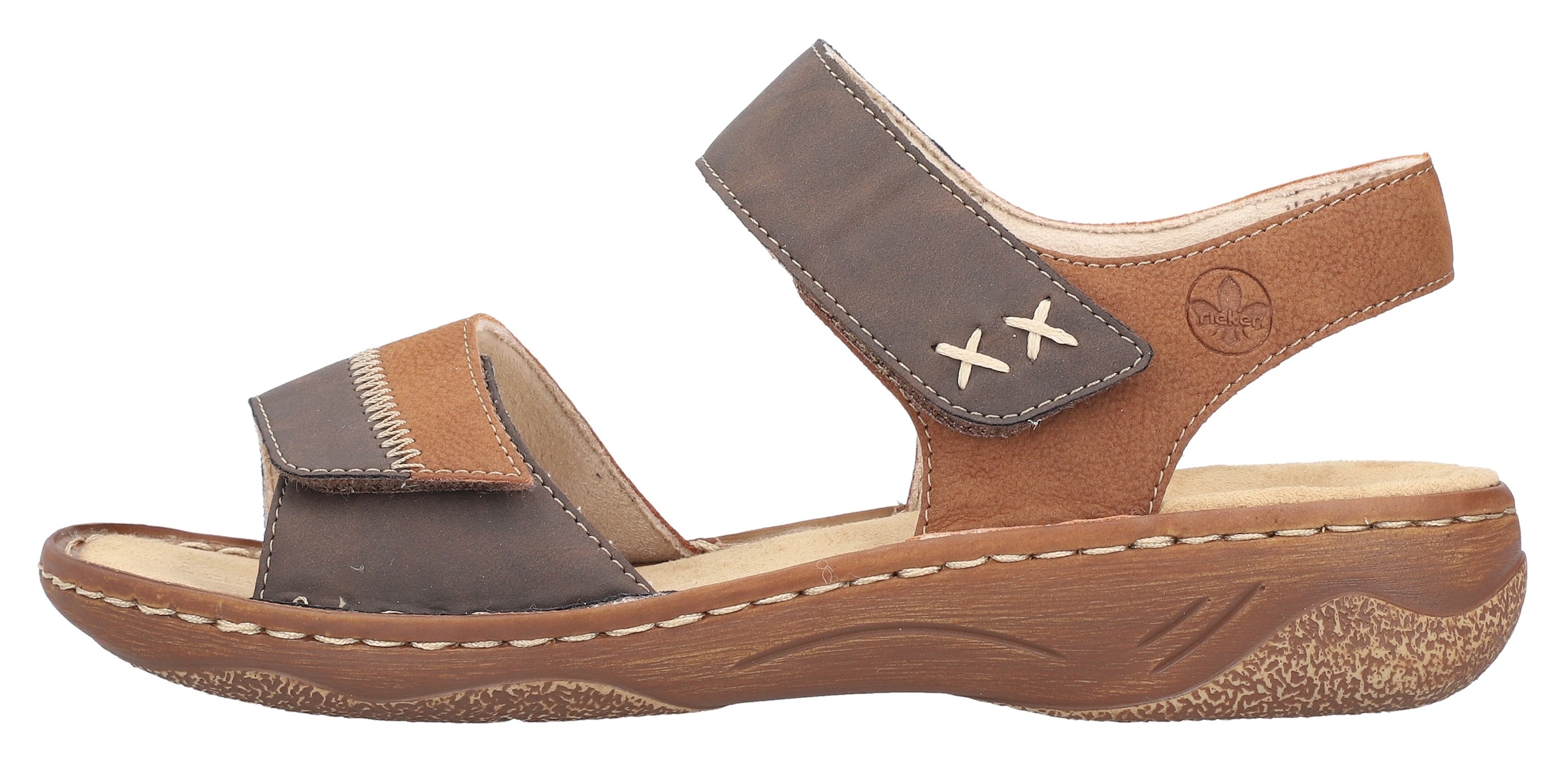 Rieker Sandale, Riemchensandale, Sommerschuh, Sandalette, Klettschuh mit Keilabsatz