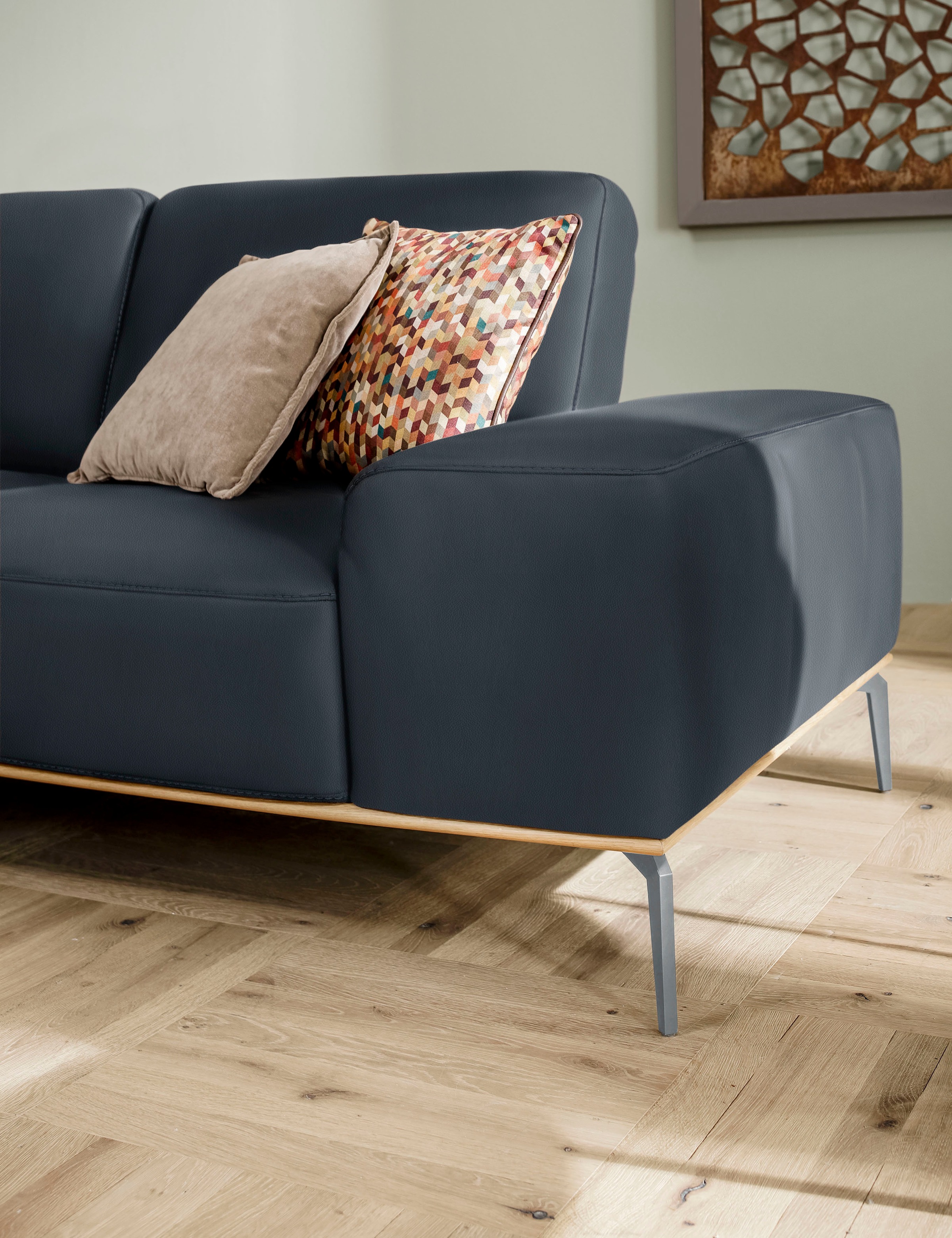 W.SCHILLIG Ecksofa »run, Designsofa mit tollem Sitzkomfort, bequem, L-Form«, mit elegantem Holzsockel, Füße in Silber matt, Breite 299 cm