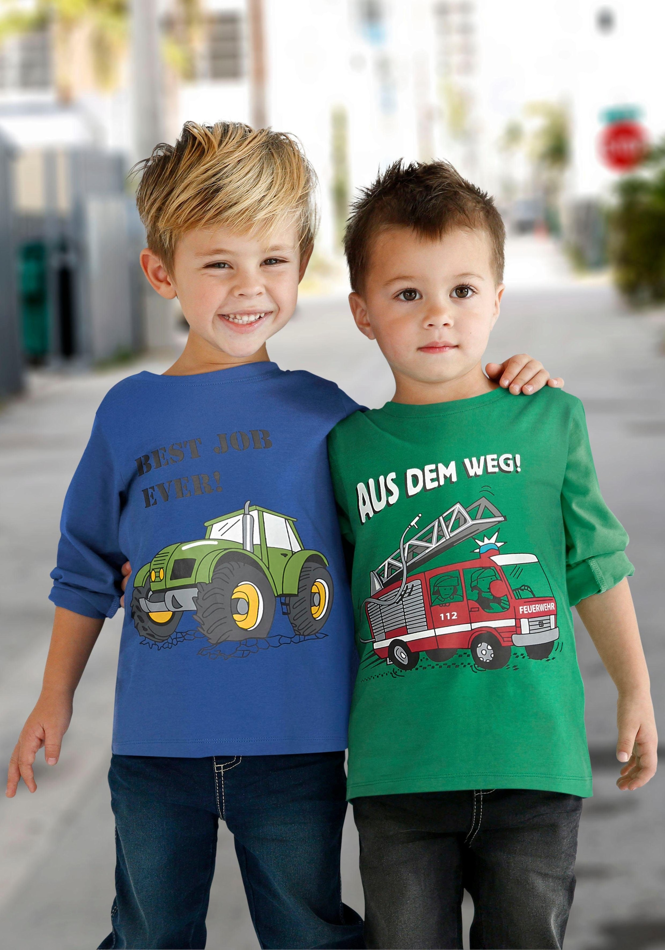 DEM Langarmshirt kaufen WEG«, tlg.), (Packung, unterschiedliche | KIDSWORLD »AUS BAUR 2 Fotodrucke online 2