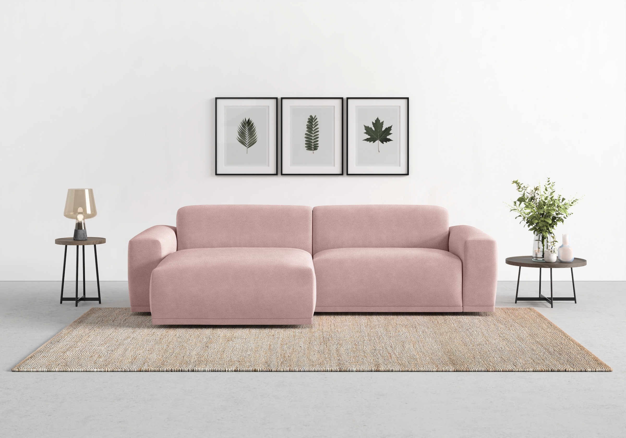 TRENDMANUFAKTUR Ecksofa "Braga, mit hochwertigem Kaltschaum, L-Form, Japandi-Design" modernes Sofa, Couch mit hohem Sitzkomfort, 255/72/160 cm (B/H/T)